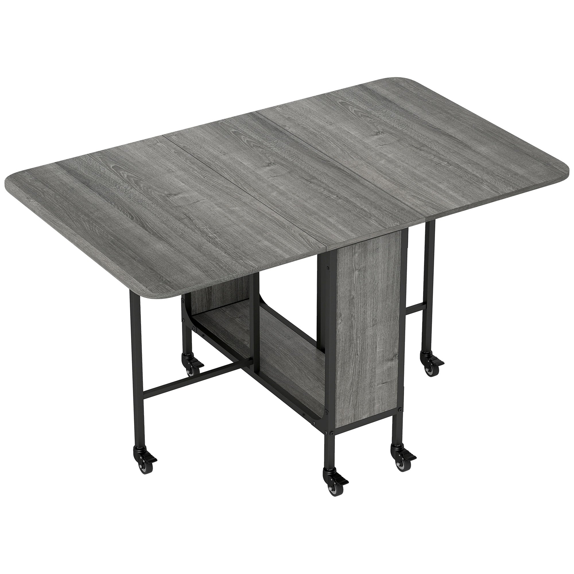 MCL Six-Person Drop Leaf Dining Table - GreyBlack