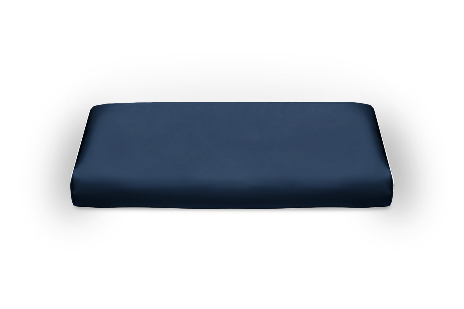 Midnight Blue Pure Silk Duvet Cover - Ivory Piping - Emperor Ivory