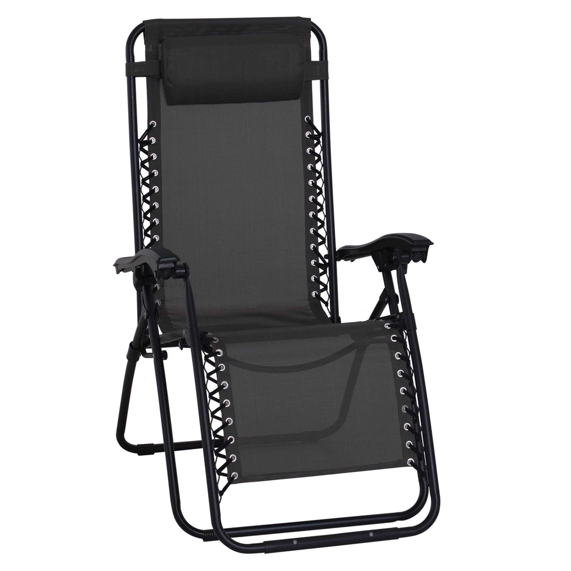 MCL Zero Gravity Chair Metal Frame Texteline Armchair Outdoor Folding and Reclining Sun Lounger with Head Pillow for Patio Decking Gardens Camping