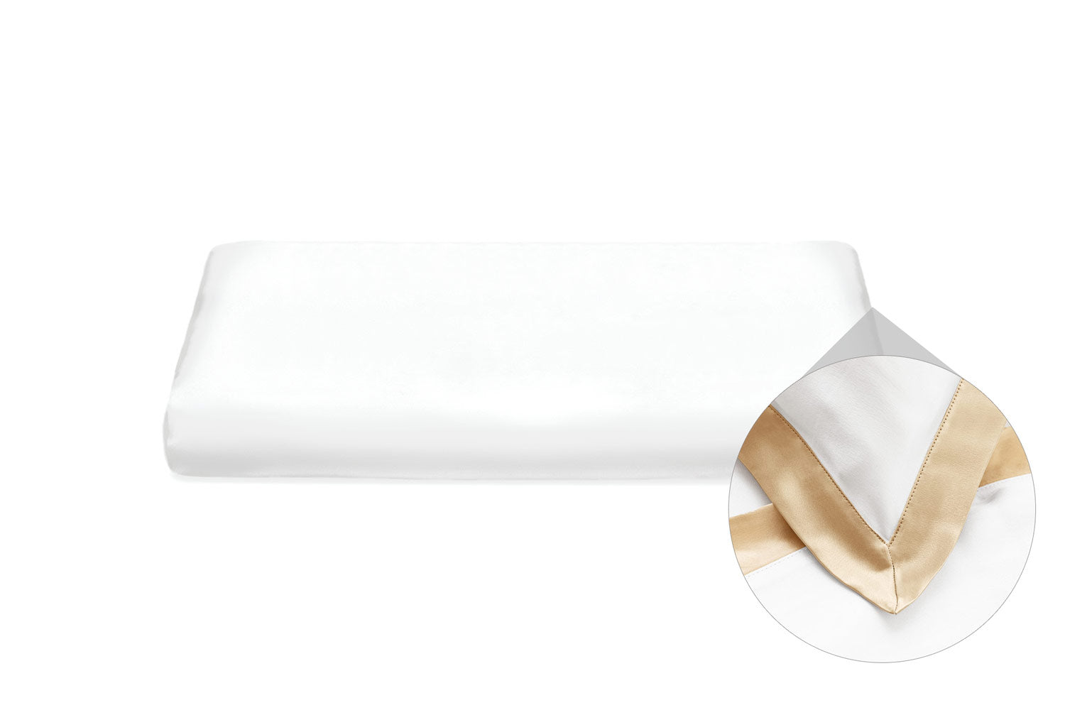 Brilliant White & Champagne Pure Silk Oxford Duvet Cover
