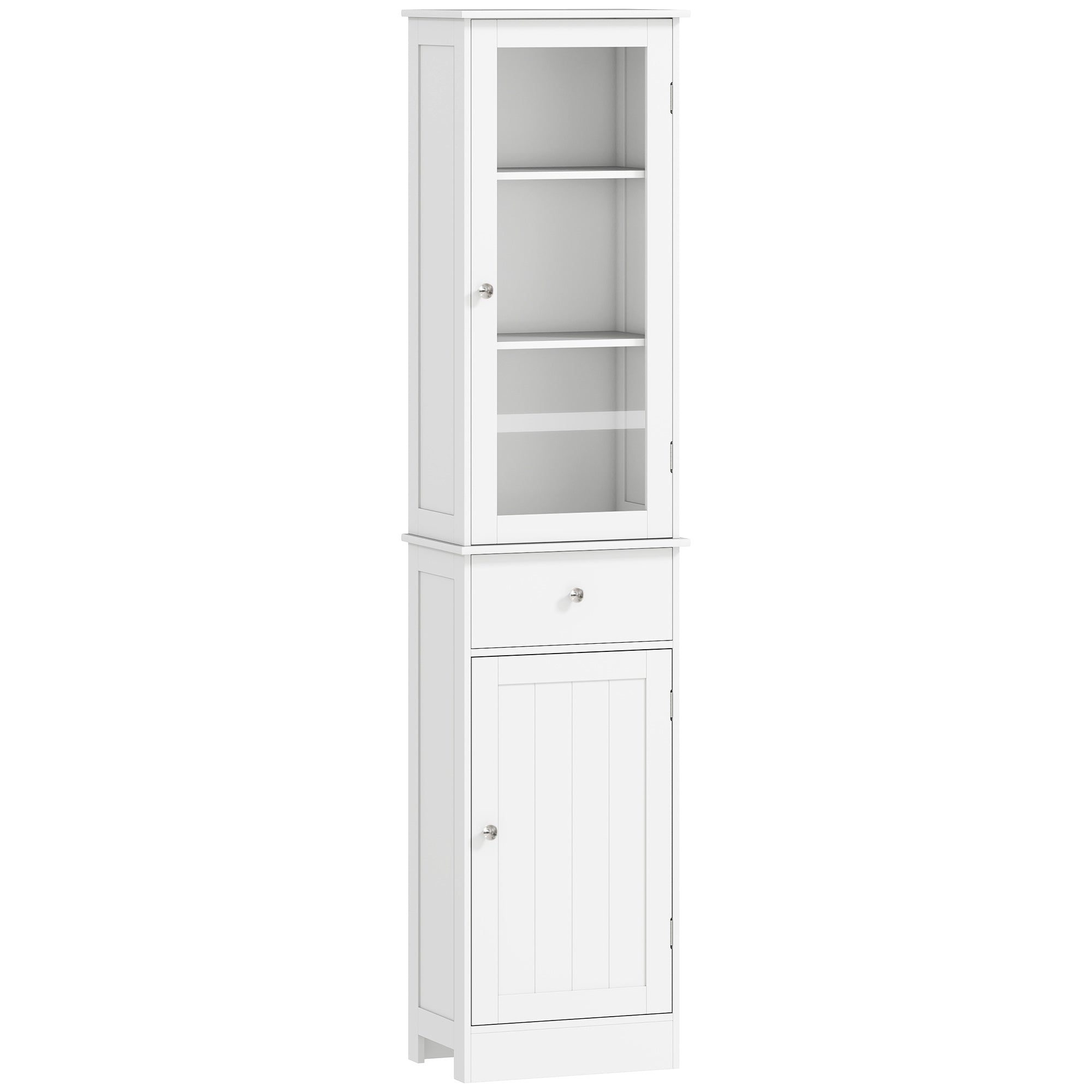 MCL Bathroom Storage Cabinet with -tier Shelf Drawer Door, Floor Cabinet Free Standing Tall Slim Side Organizer Shelves, White