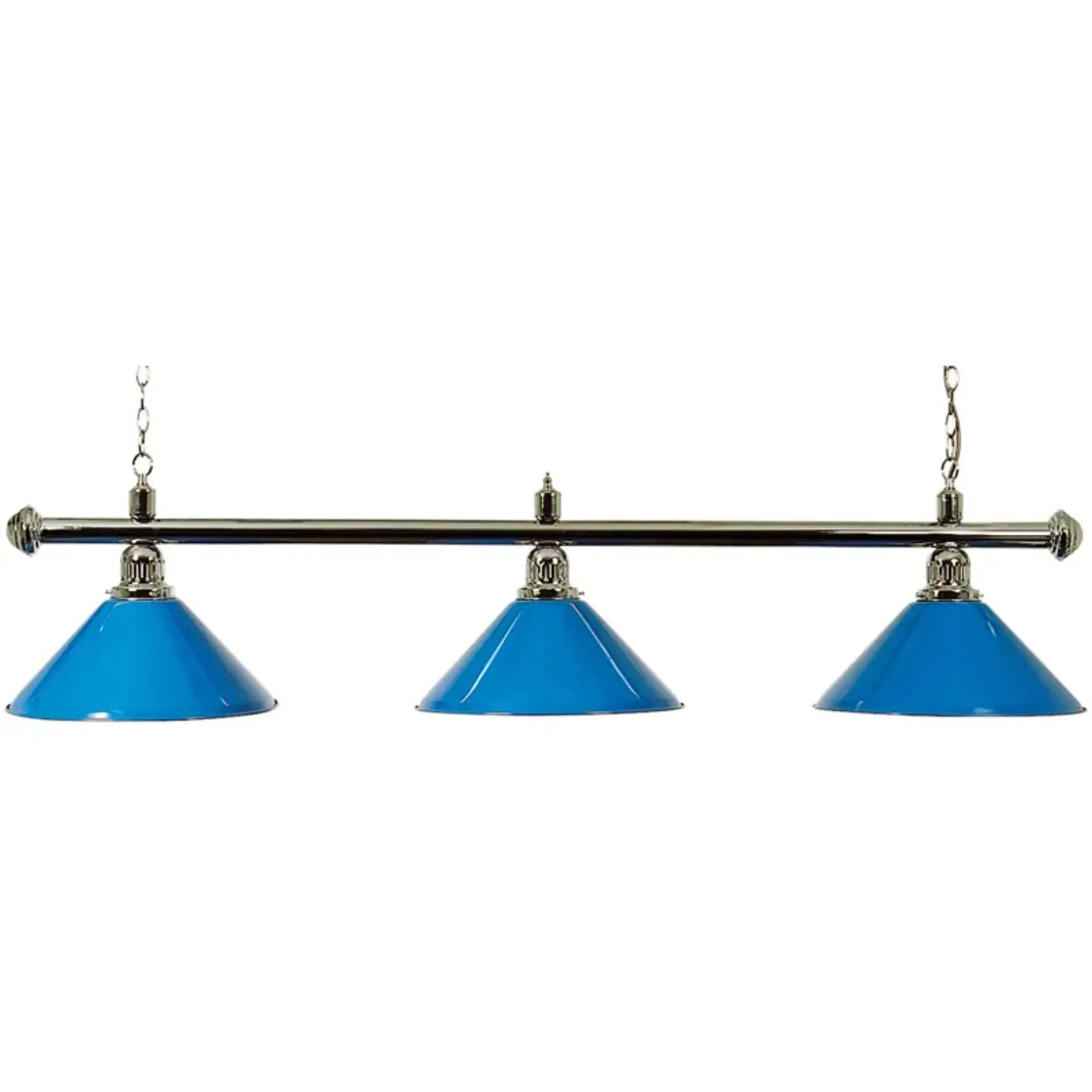 SAM Pool Table Lamp - Shades - Polished Chrome with Blue Enamel Shades