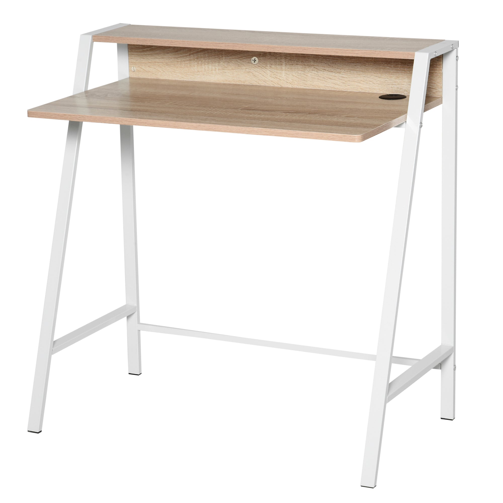 MCL Writing Desk Computer Table Home Office PC Laptop Workstation Storage Shelf L x W White and Oak