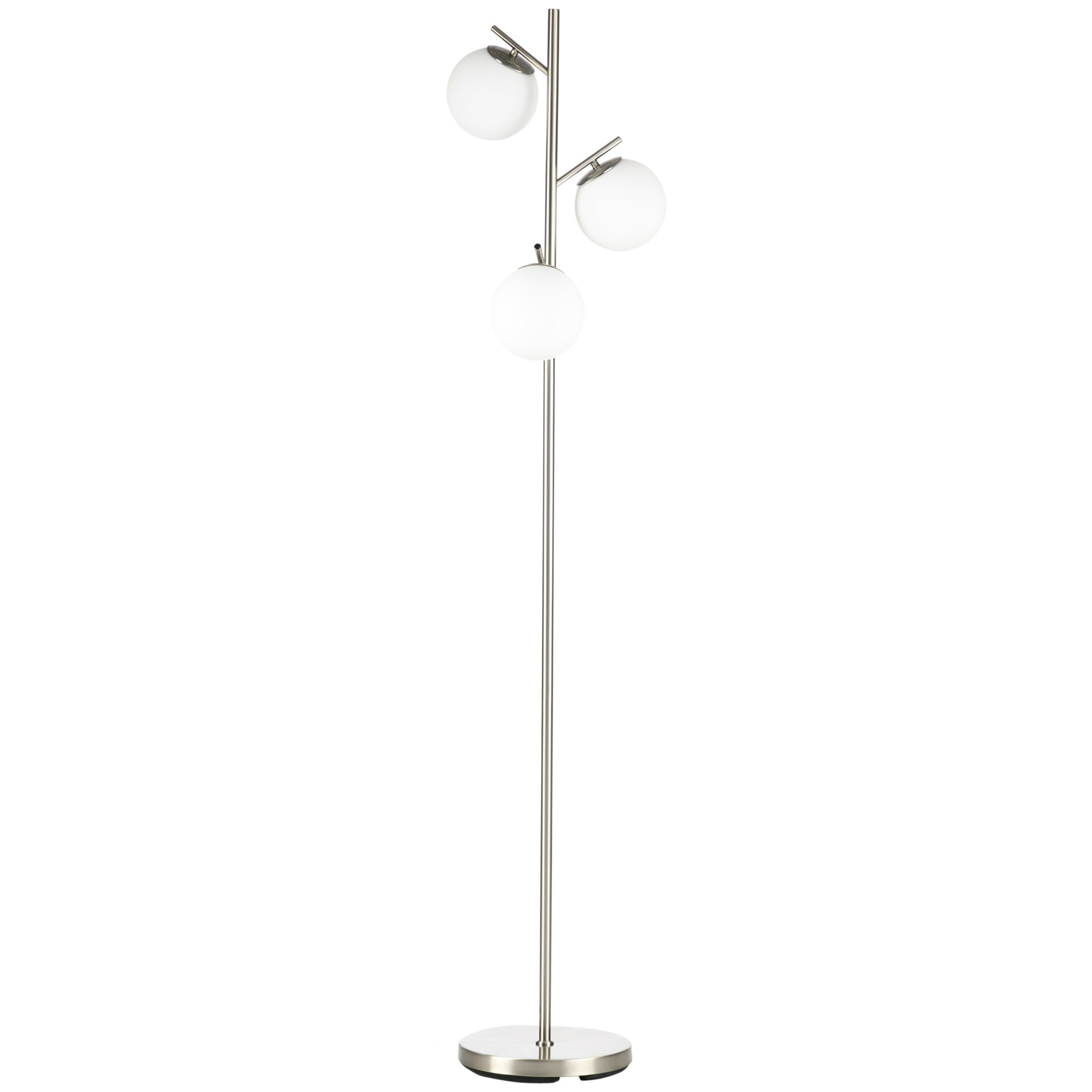 MCL -Light Tree Floor Lamps for Living Room, Modern Standing Lamp for Bedroom with Globe Lampshade, Steel Base, Bulb not Included, Silver Tone