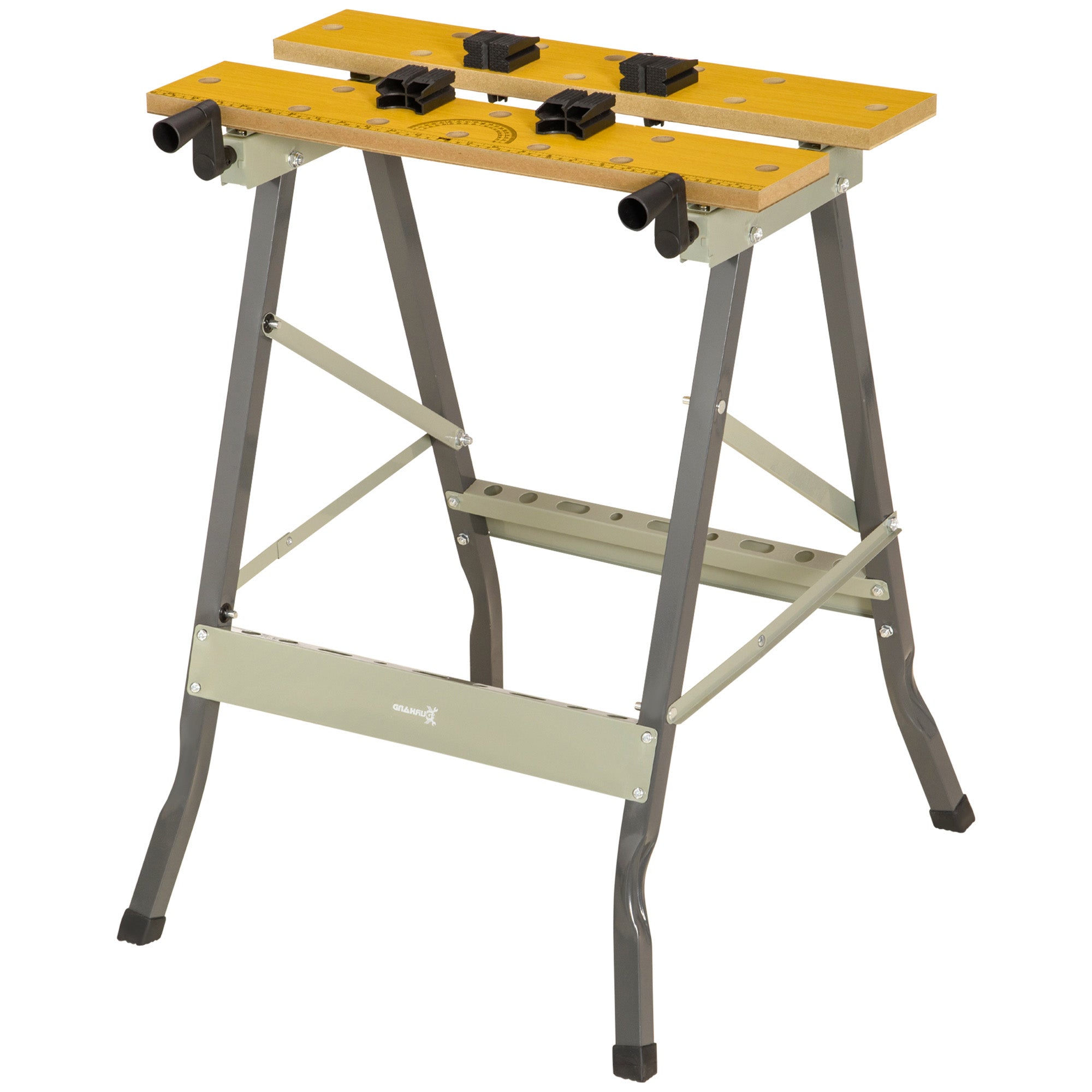 MCL -in- Work Bench, Folding Clamp Table w Adjustable Clamping Pegs for DIY Home Garage, Grey