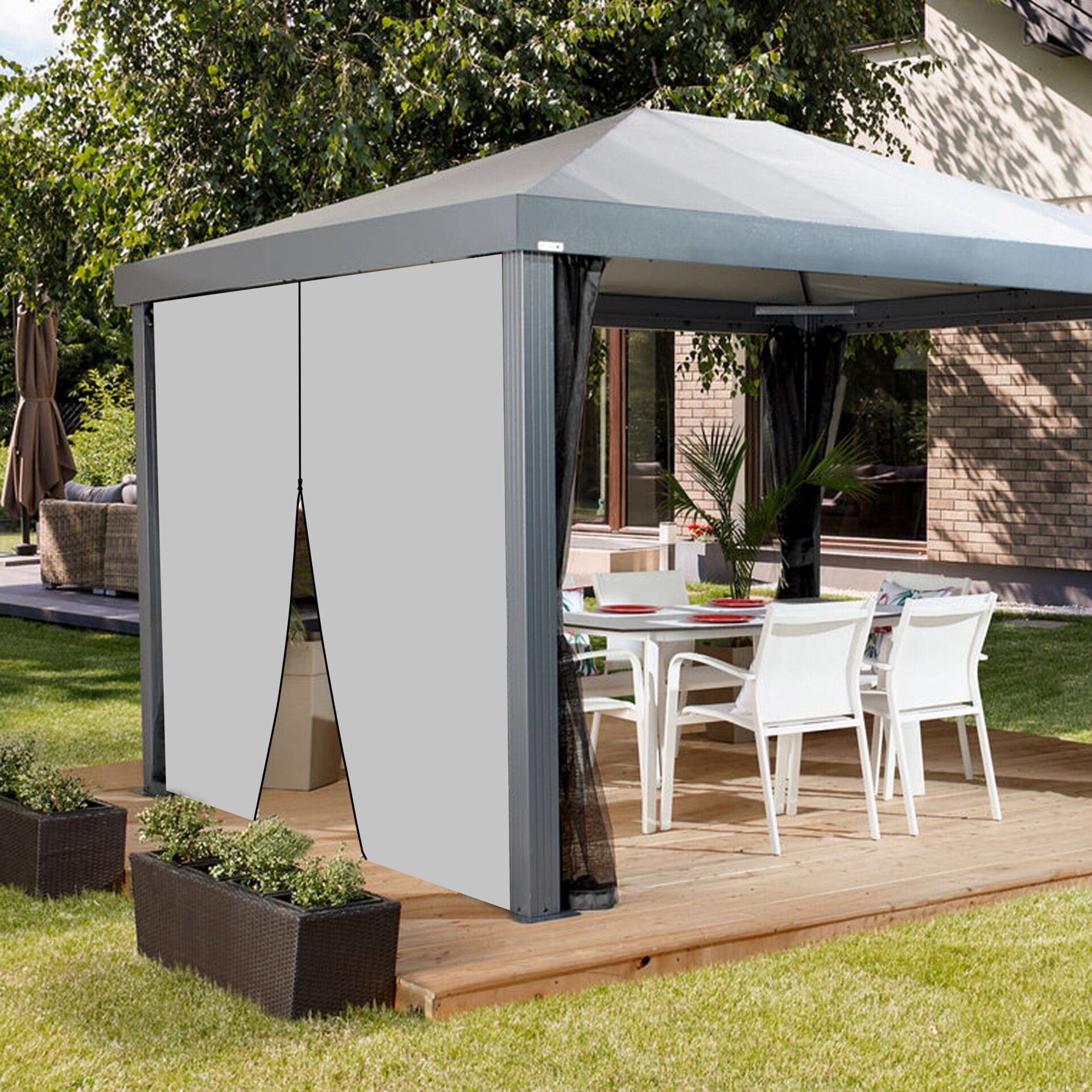 Water Resistant Gazebo Side Panel Door Curtains Replacement Outdoor Pergola Privacy Panels