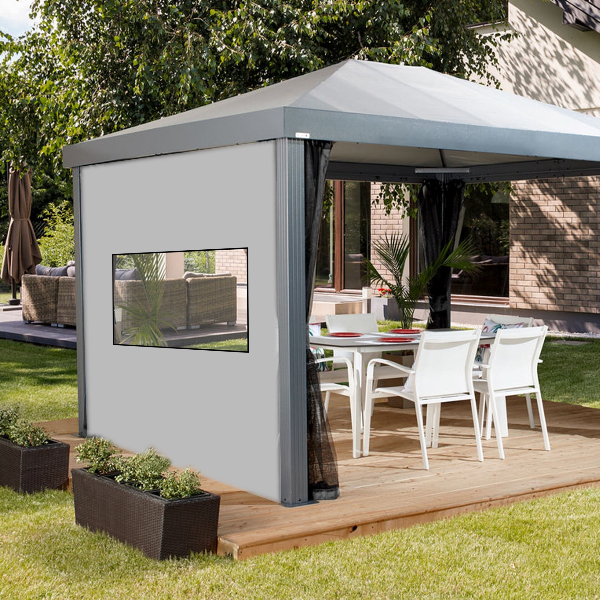 Water Resistant Gazebo Side Panel Window Curtains Replacement Outdoor Pergola Privacy Panels
