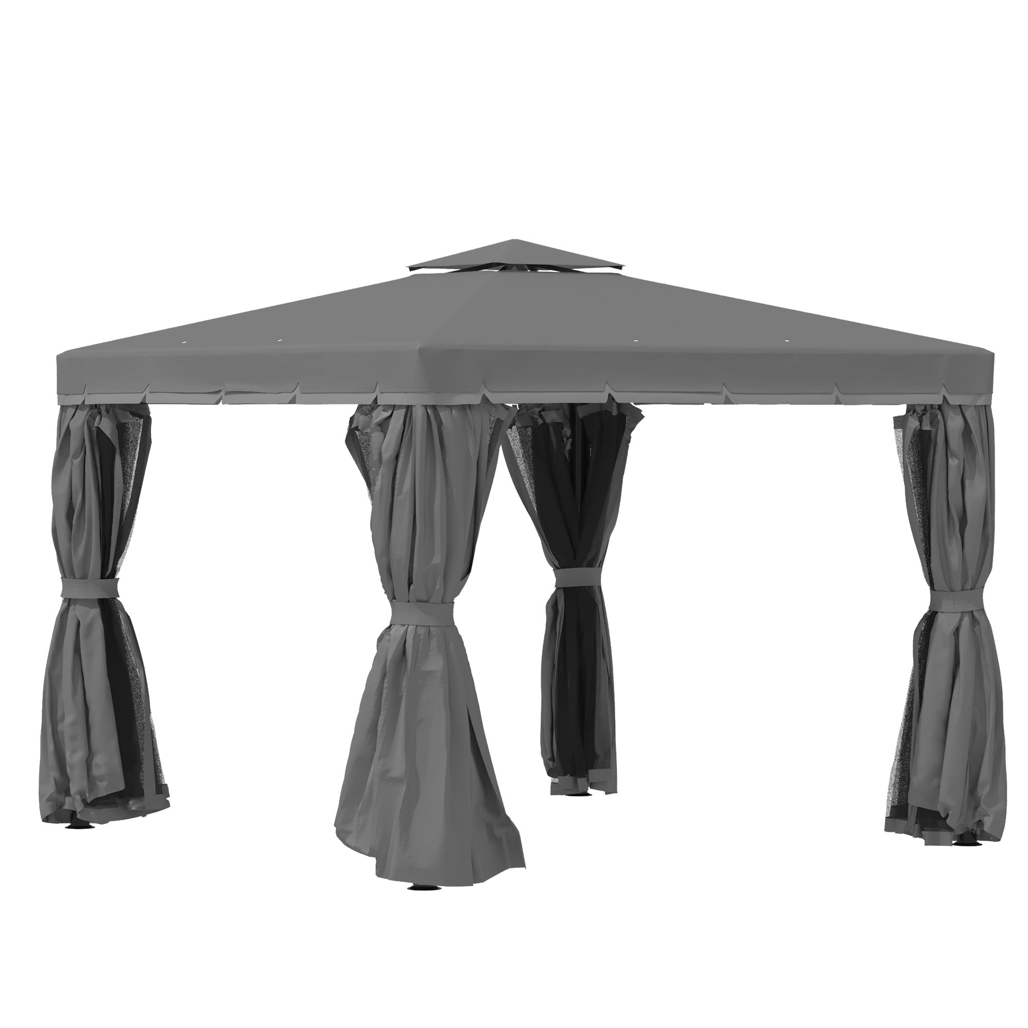 MCL x m Patio Gazebo Canopy Garden Pavilion Tent Shelter Marquee with Tier Water Repellent Roof, Mosquito Netting and Curtains, Aluminium