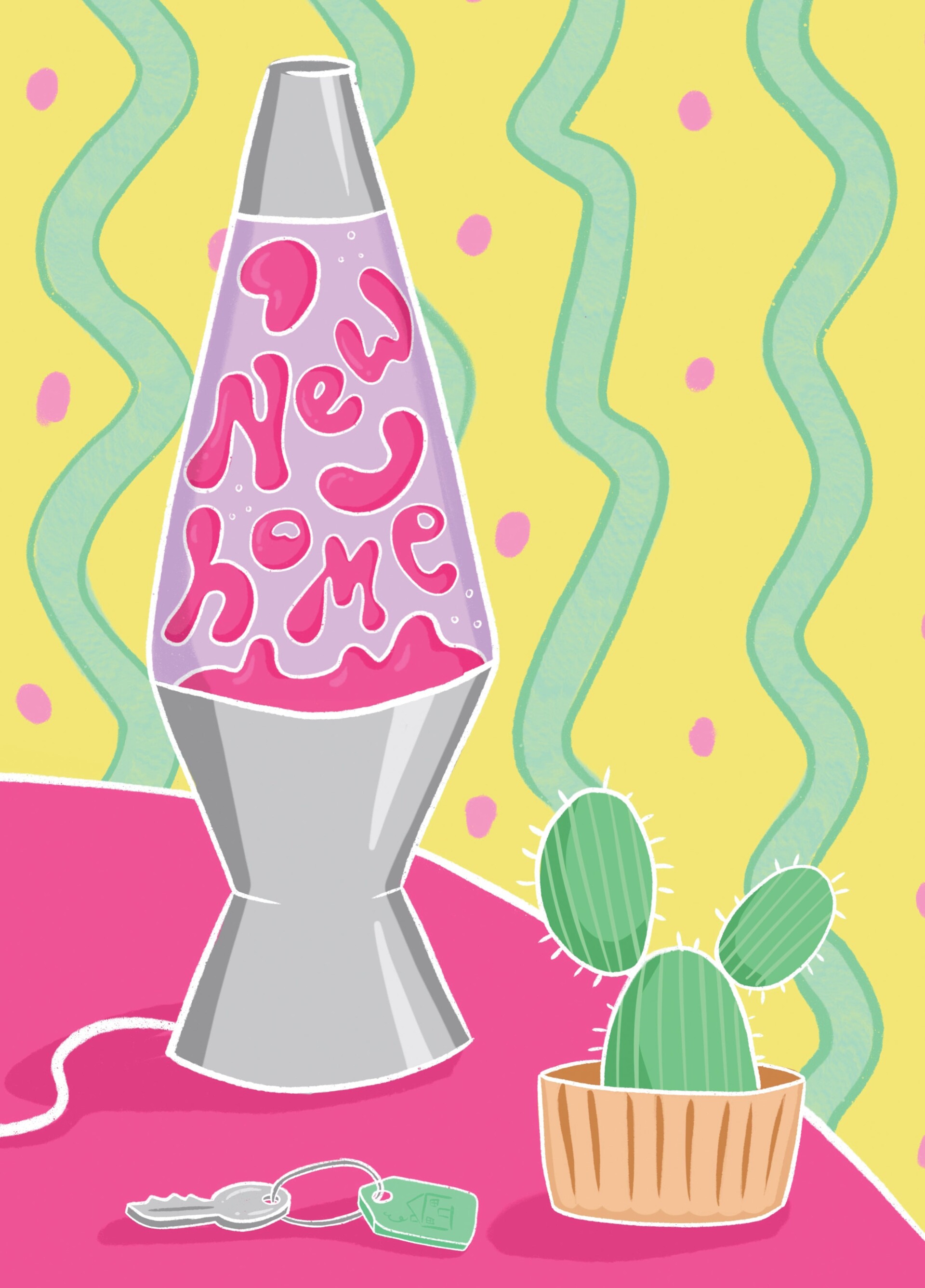 Groovy New Home - Lava Lamp Seventies Inspired Card - Standard mm x mm