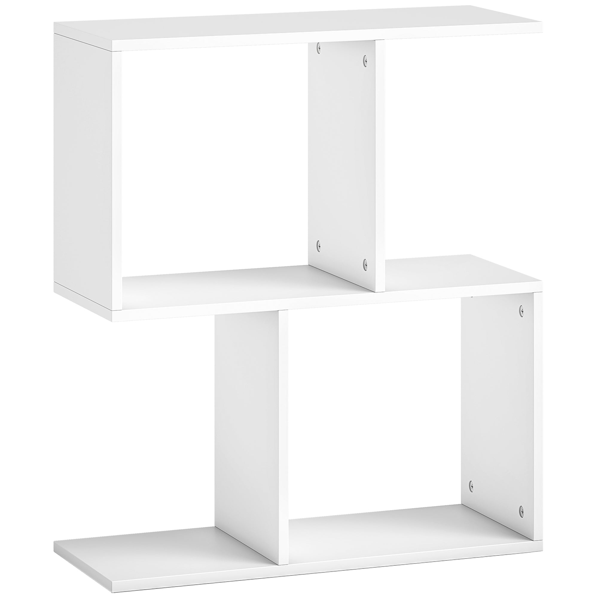 Side Table, Narrow End Table with Storage Shelves, S-Shaped, -Tier, W x .D x H