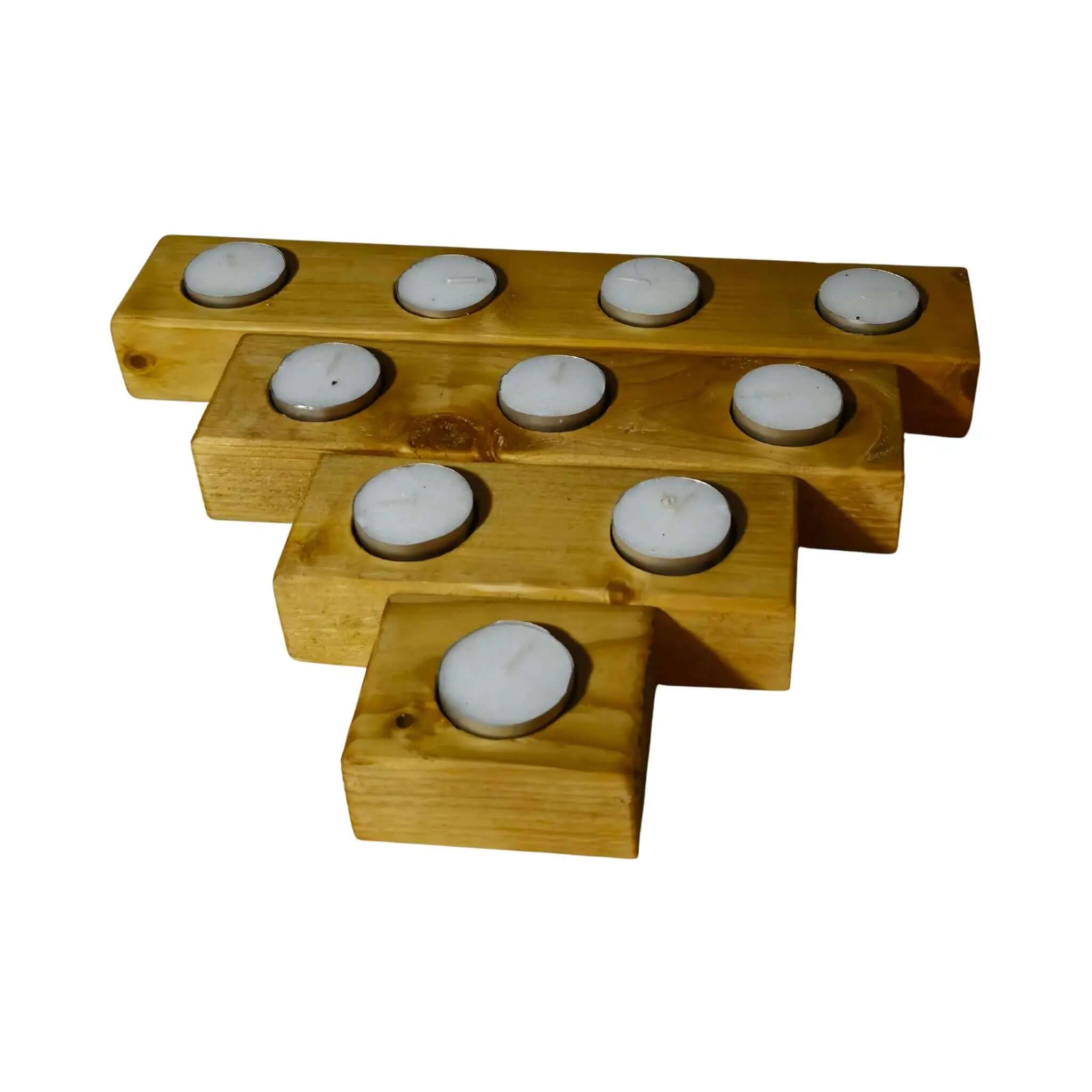 Rustic Wooden Light candle holder - Candles