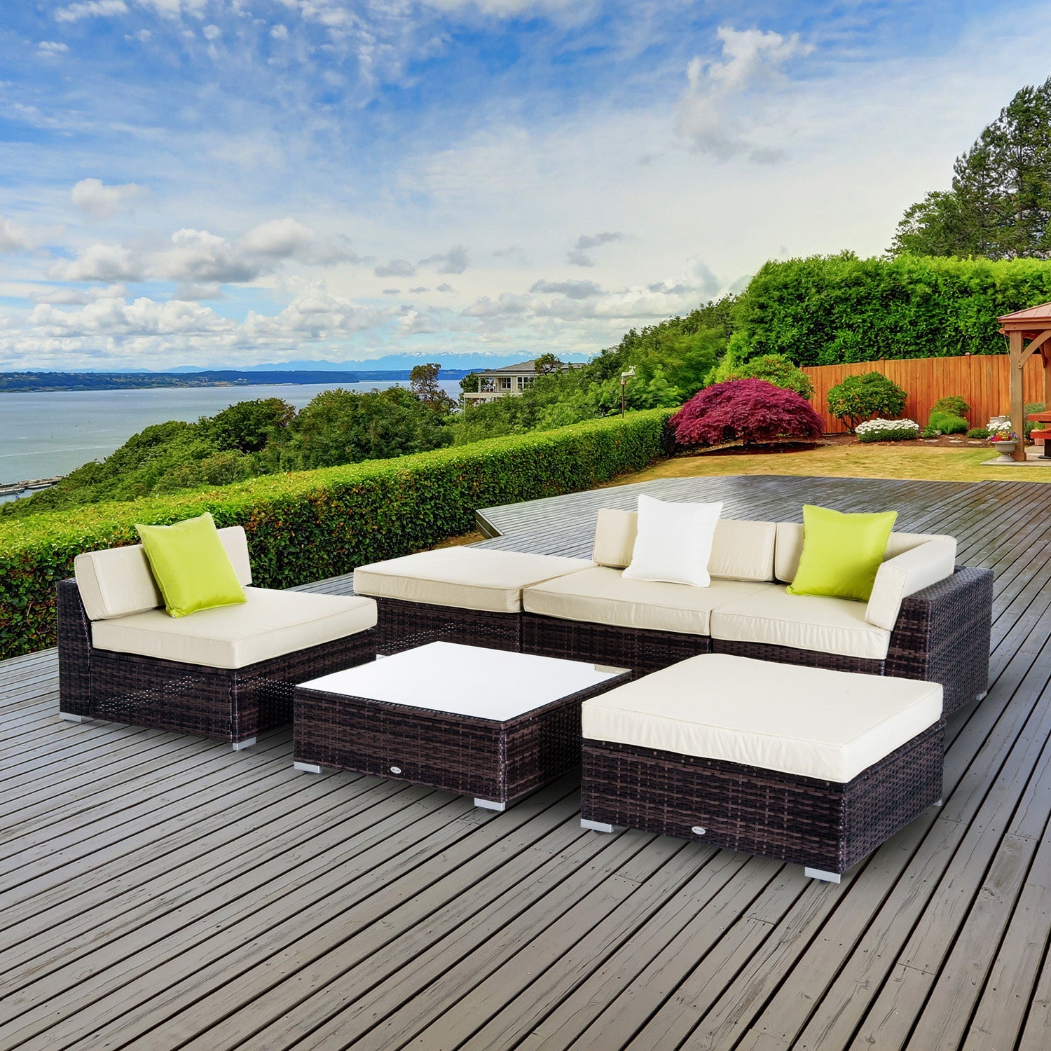 PC Rattan Sofa Coffee Table Set Sectional Wicker Weave Furniture