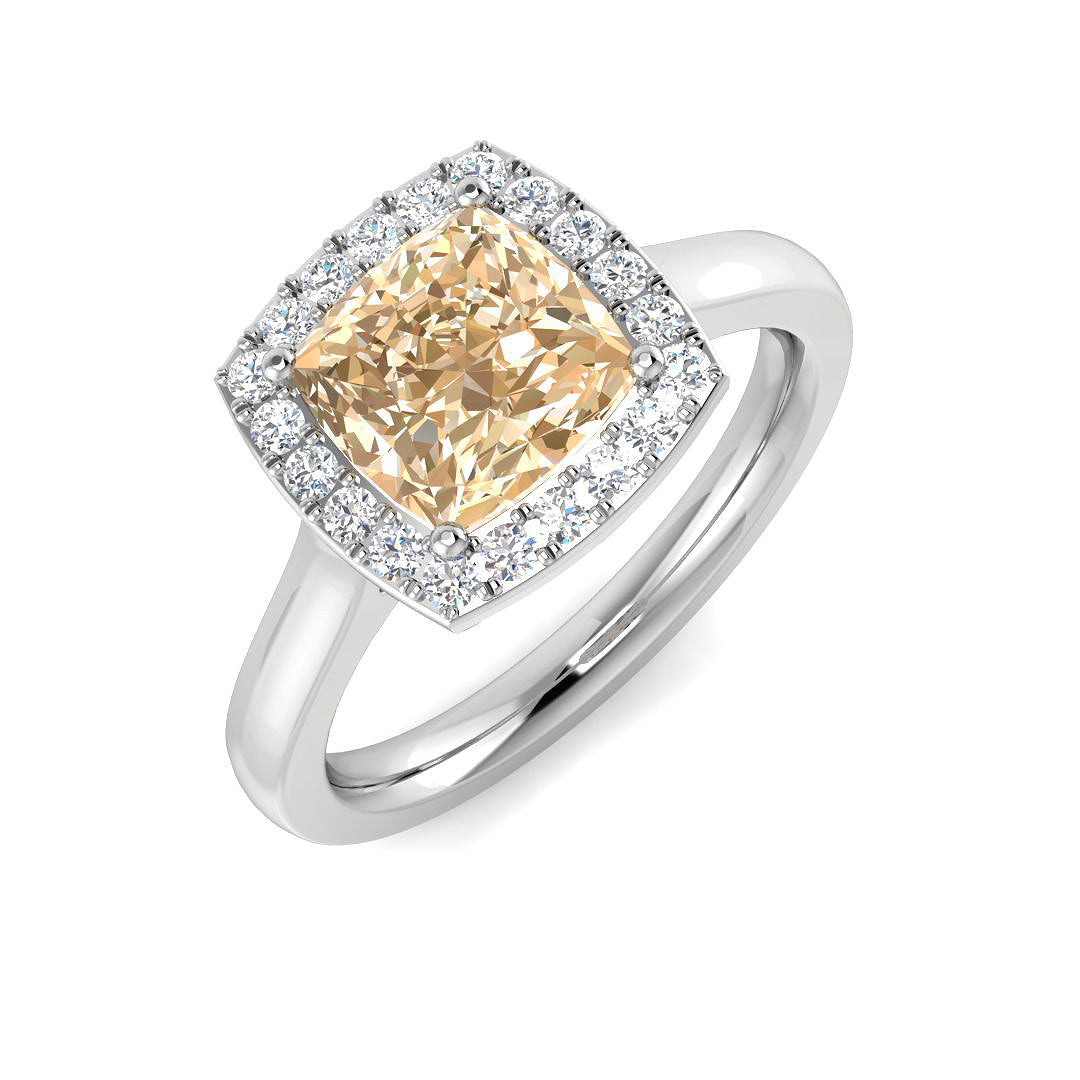 Cushion Cut Morganite Halo Ring with Diamonds