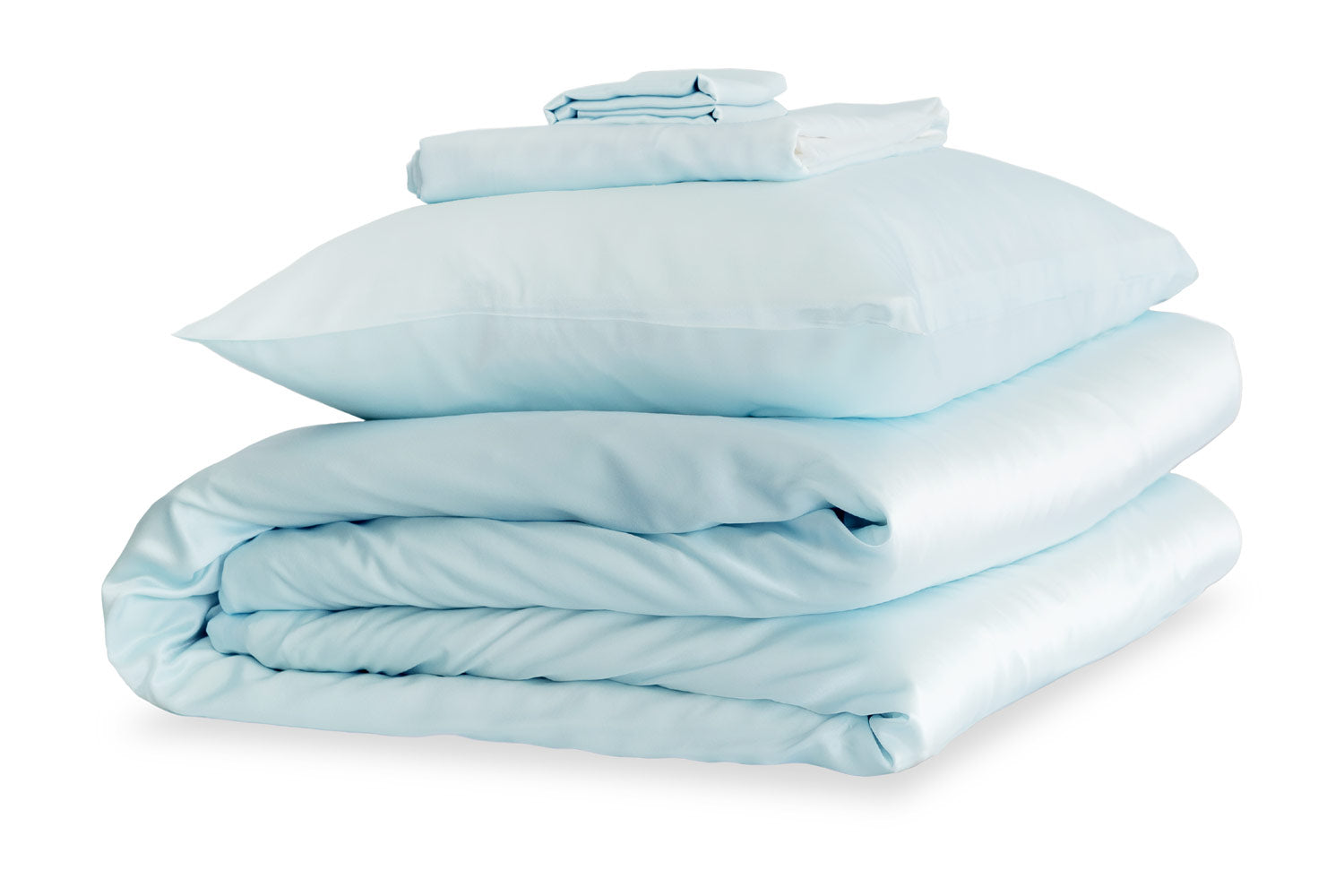 Pastel Blue Silk Duvet Set - Super King Super King Pillowcases