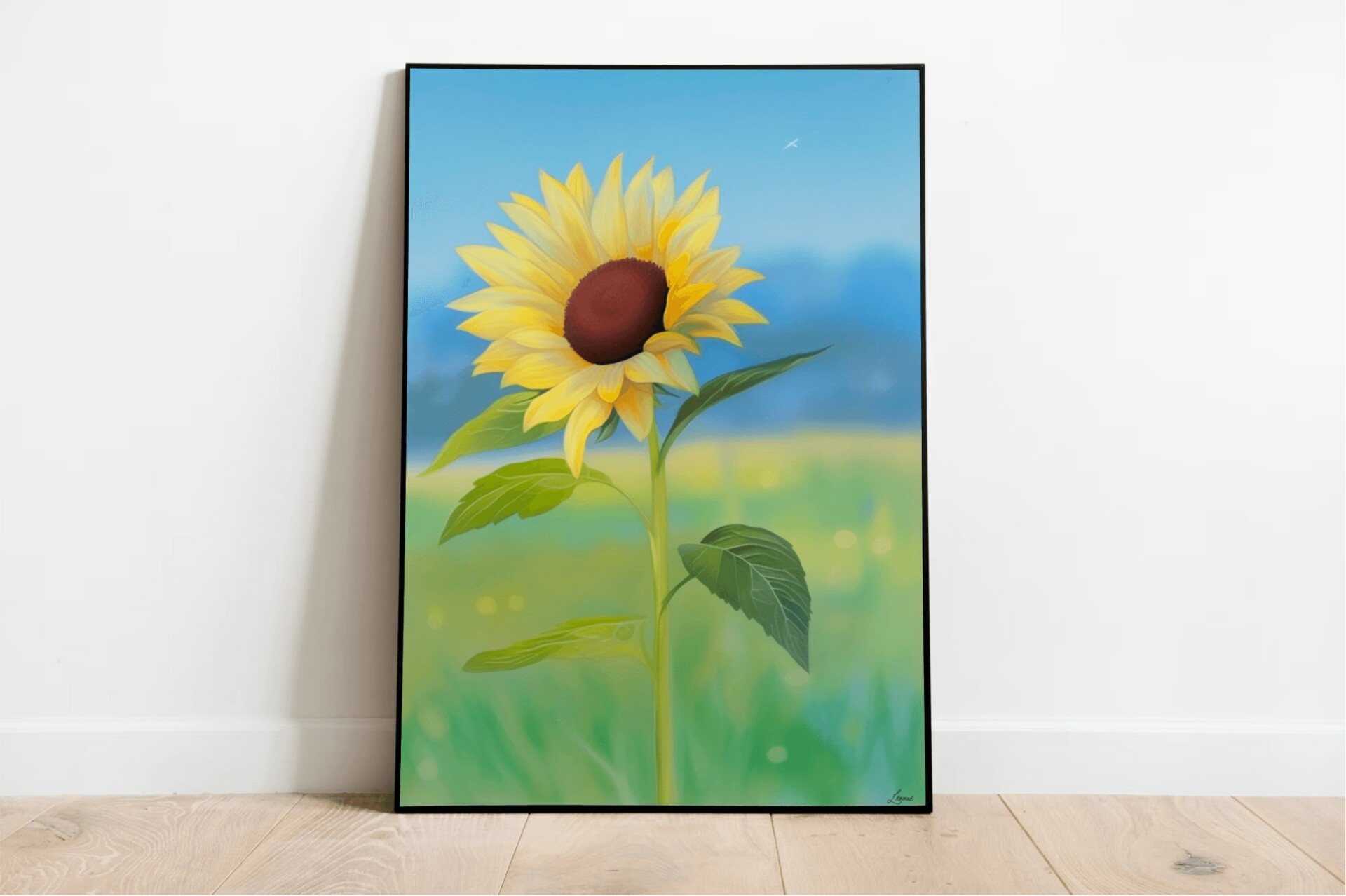 Sunflower Print Bright Floral Wall Art - A