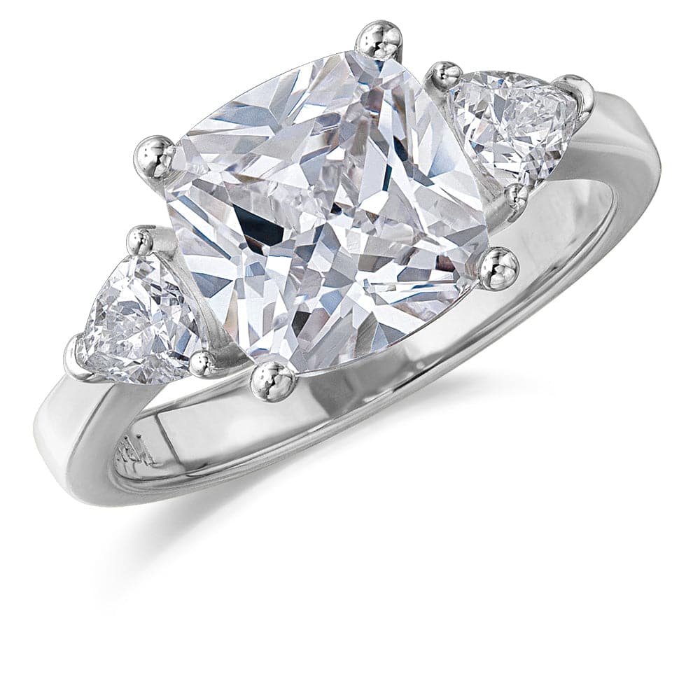 Vintage Cushion Cut Trilogy Ring - Platinum Clad : R : :