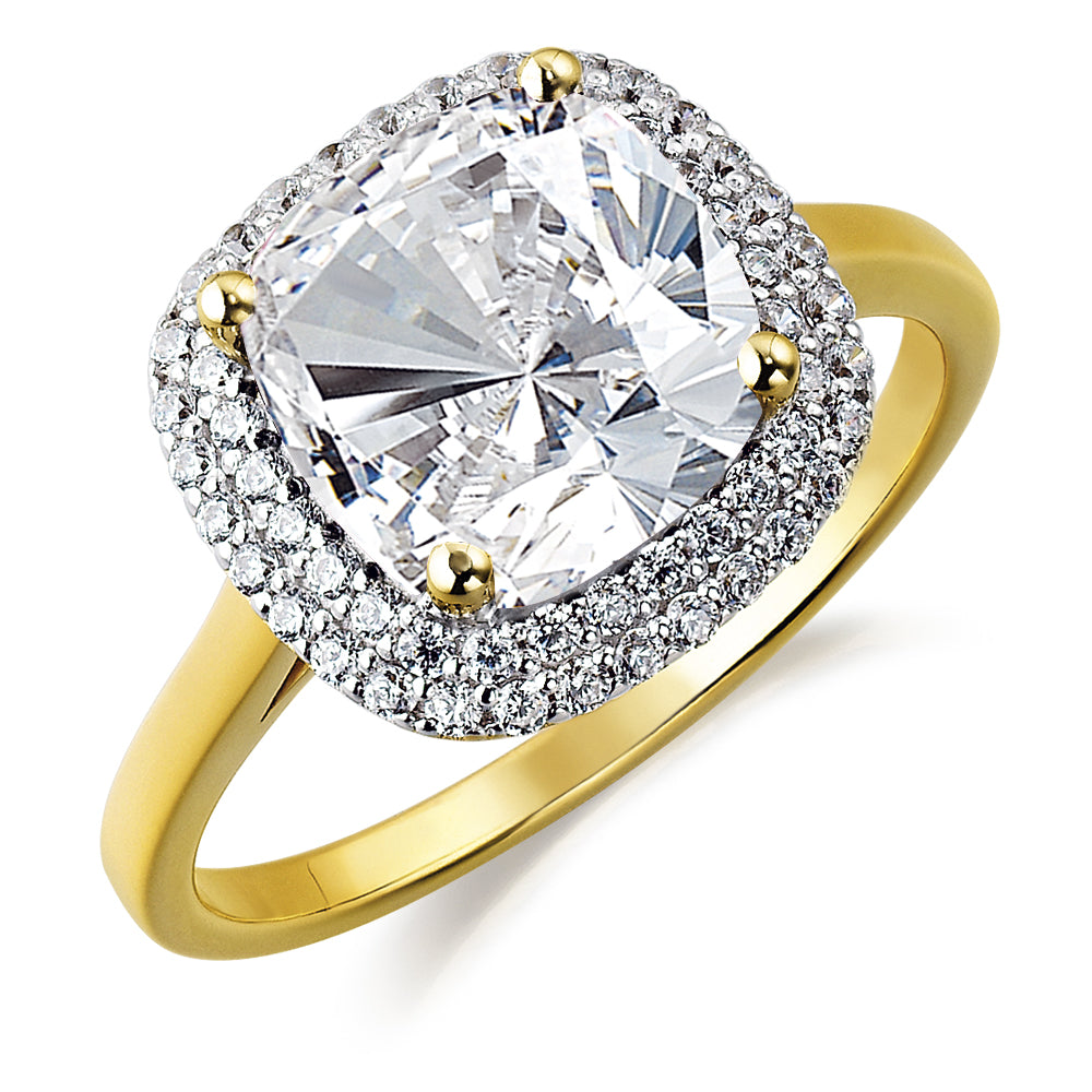 Sophia Cushion Cut Halo Ring - ct Gold Clad : H : :