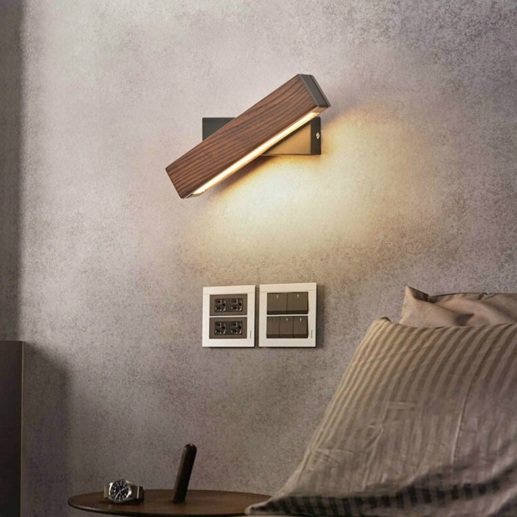 Simple Rotatable Bedside Bedroom Wall Lamp Warm Night Light, , - Walnut