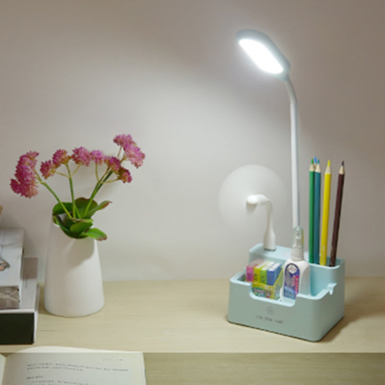Student B Charging Bedroom Touch LED Eye Protection Multifunctional Creative Desk Lamp, With Fan, Without Fan - With Fan Blue