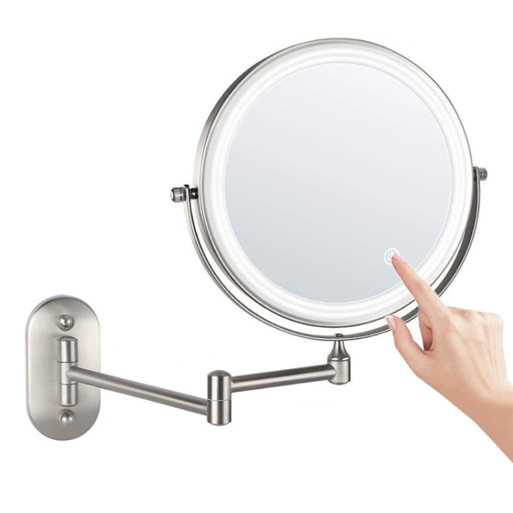 Inch Wall-Mounted Double-Sided Makeup Mirror LED Three-Tone Light Bathroom Mirror White Light, Battery Models - B Charging Matte Nickel Color