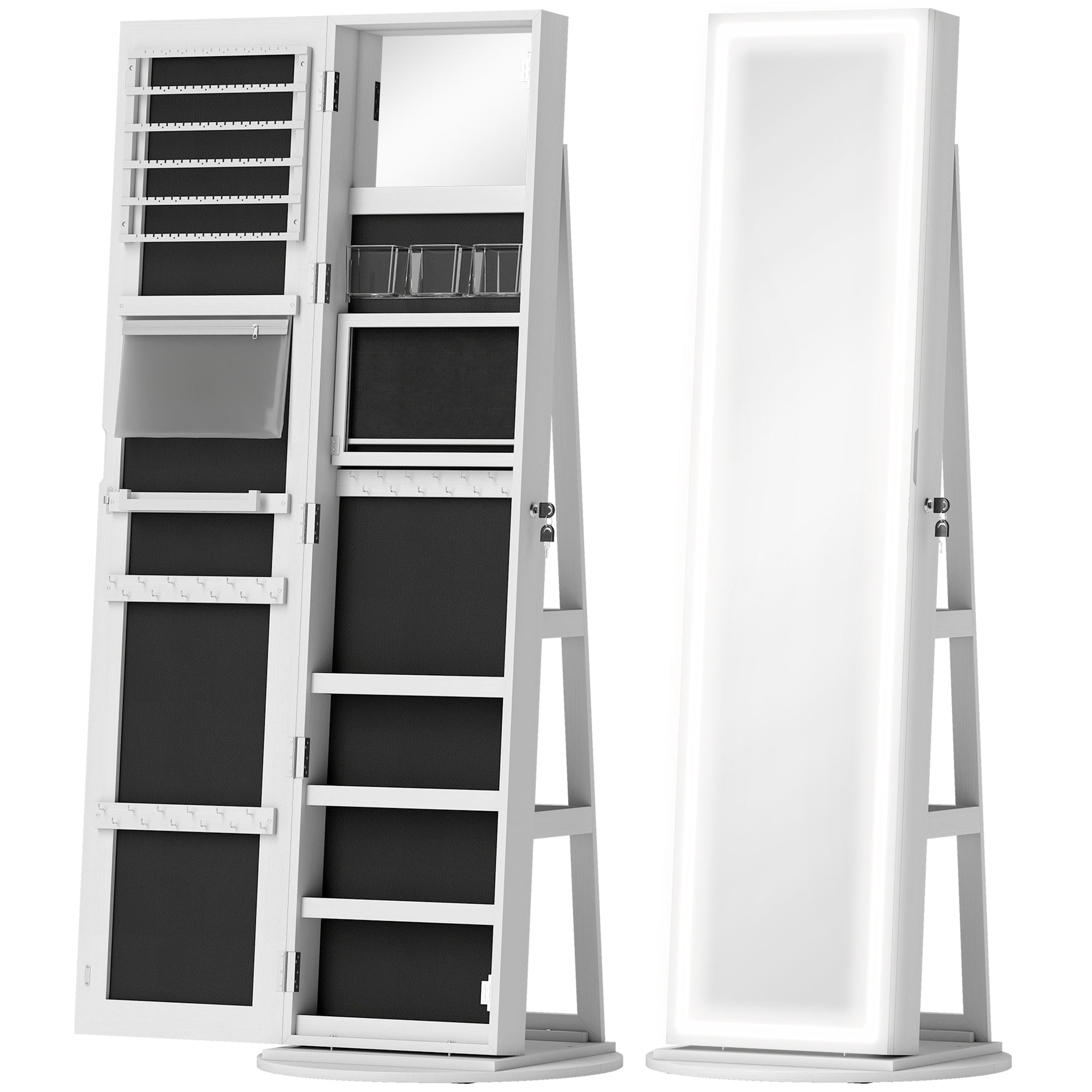 HOMCOM Storage Jewellery Cabinet, with Mirror and Lights