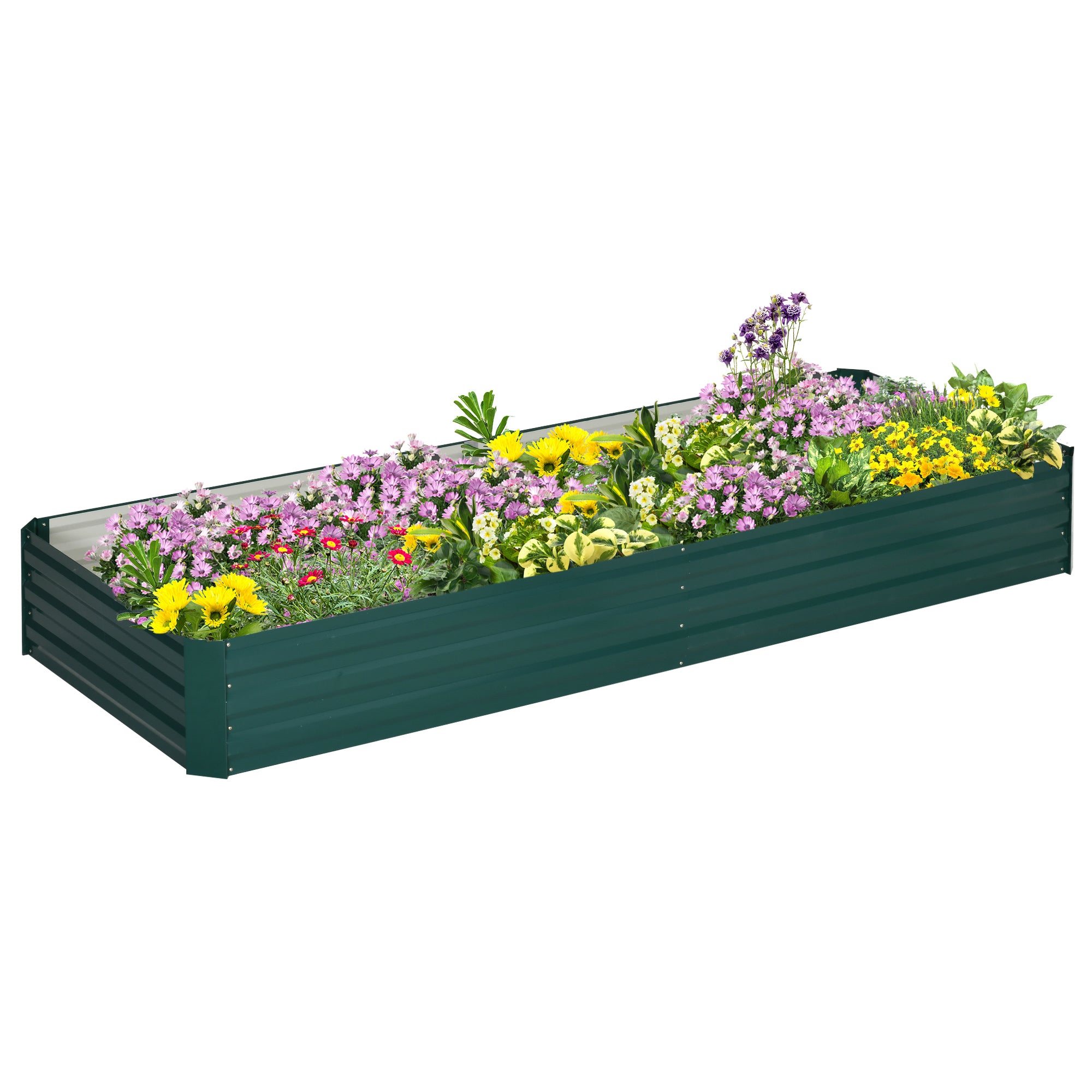 MCL Metal Raised Garden Bed Planter Box Outdoor Planters for Growing Flowers, Herbs, Green, x.x
