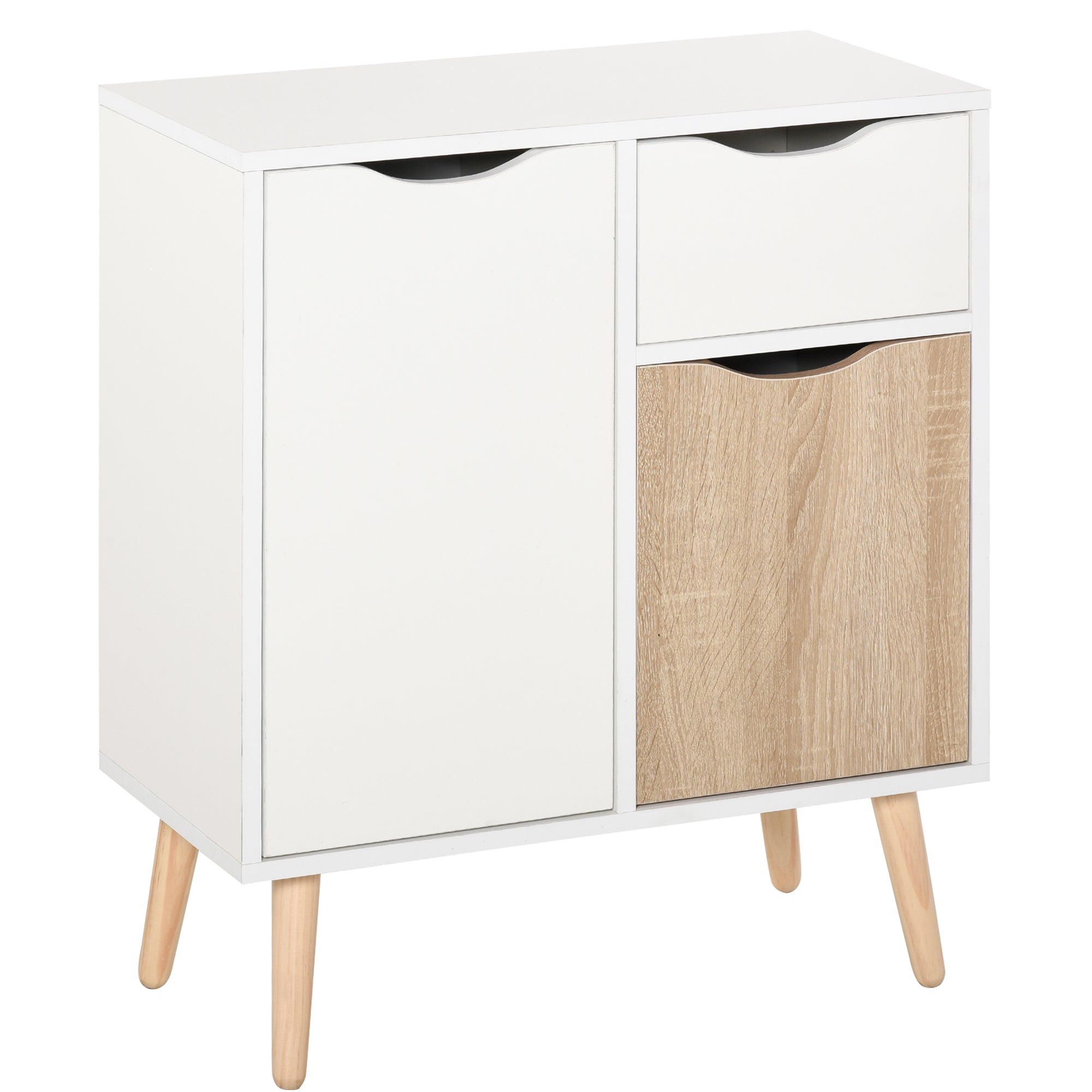 MCL Sideboard Floor Cabinet Storage Cupboard with Drawer and Solid Wood Legs for Bedroom, Living Room, Entryway, Brown