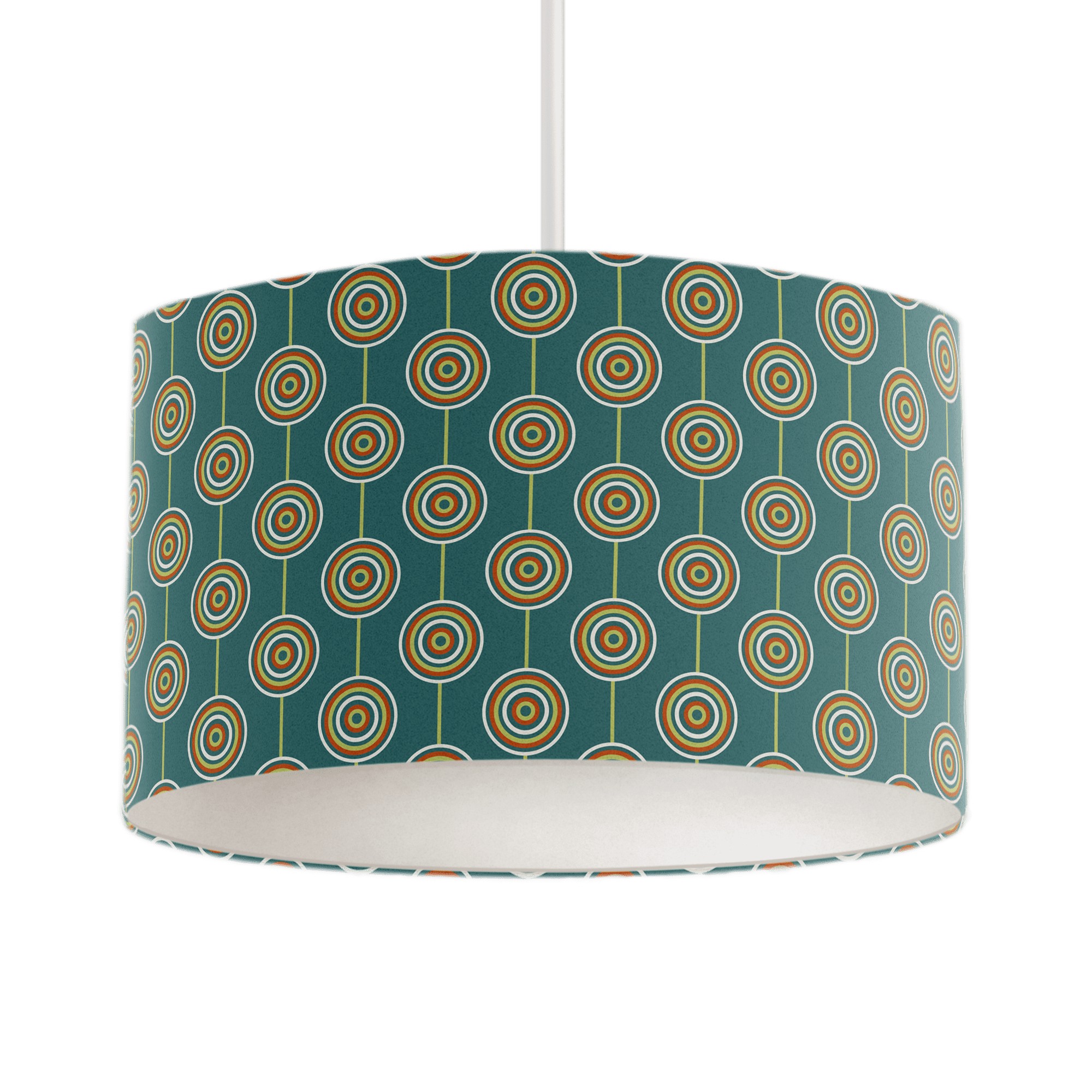 Teal Retro Circles Design Lampshade, Ceiling or Table Lamp Shade - Table Lamp shade