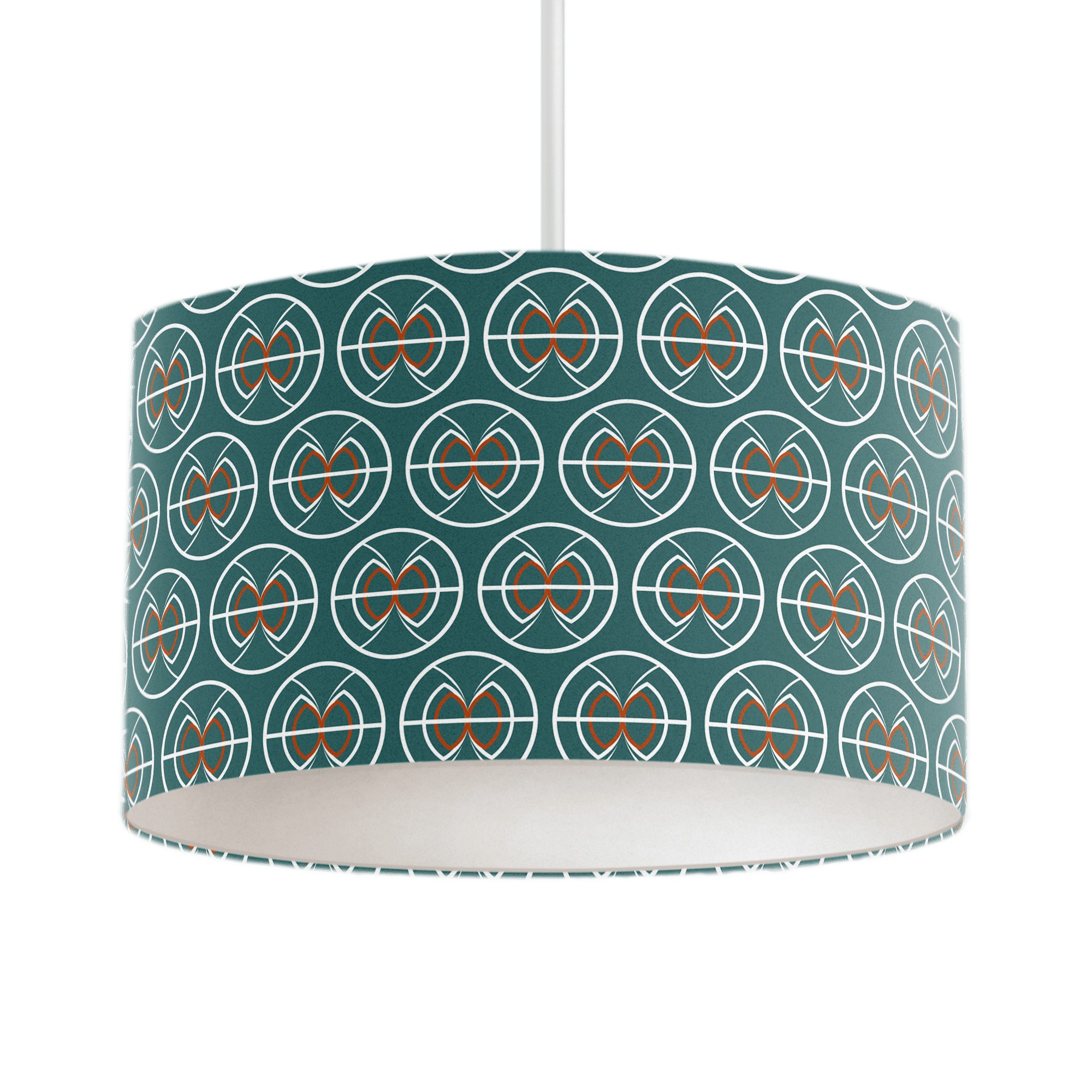 Teal and White Geometric Semi-Circle Design Lampshade, Ceiling or Table Lamp Shade - Floor Lampshade