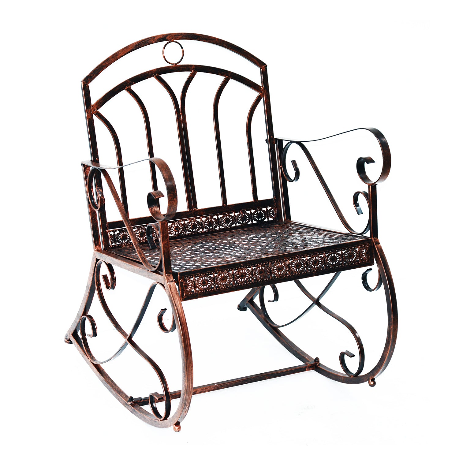 MCL Metal Single Chair Seater Garden Outdoor Rocking Chair Vintage Style Bronze