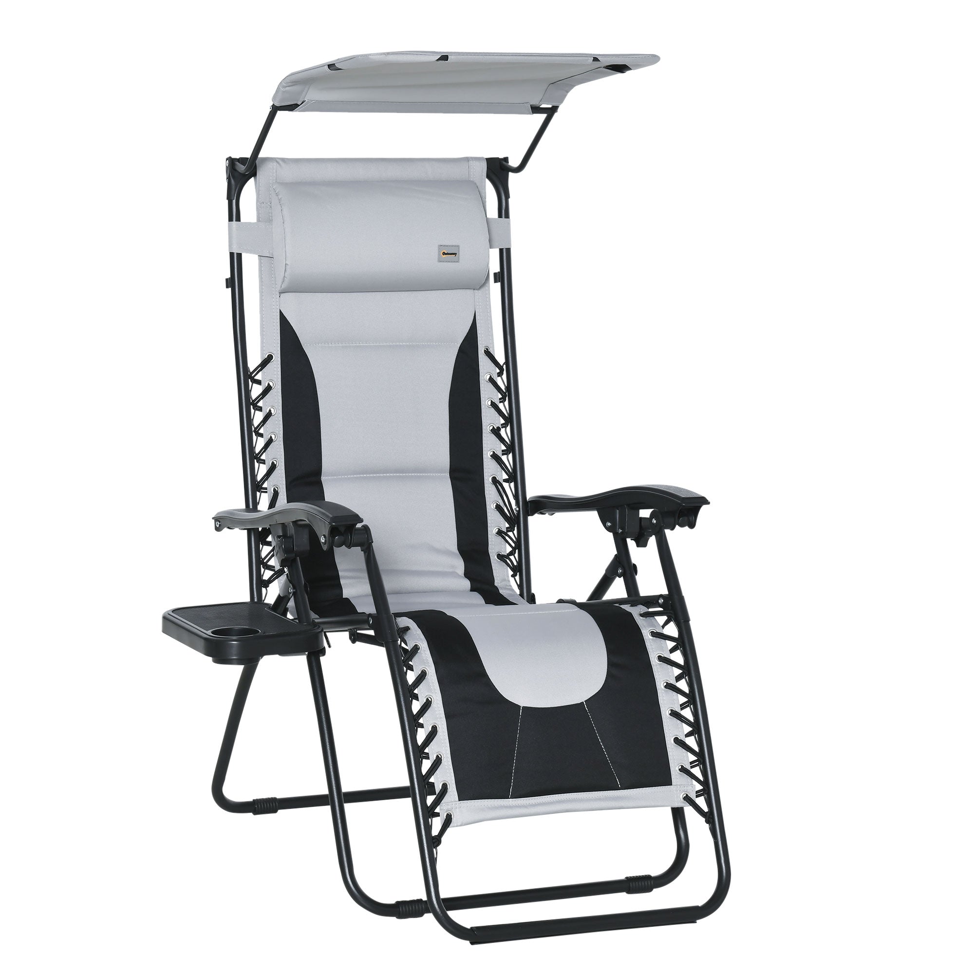 MCL Zero Gravity Lounger Chair, Folding Reclining Patio Chair with Shade Cover, Padded Seat, Cup Holder, Soft Cushion and Headrest