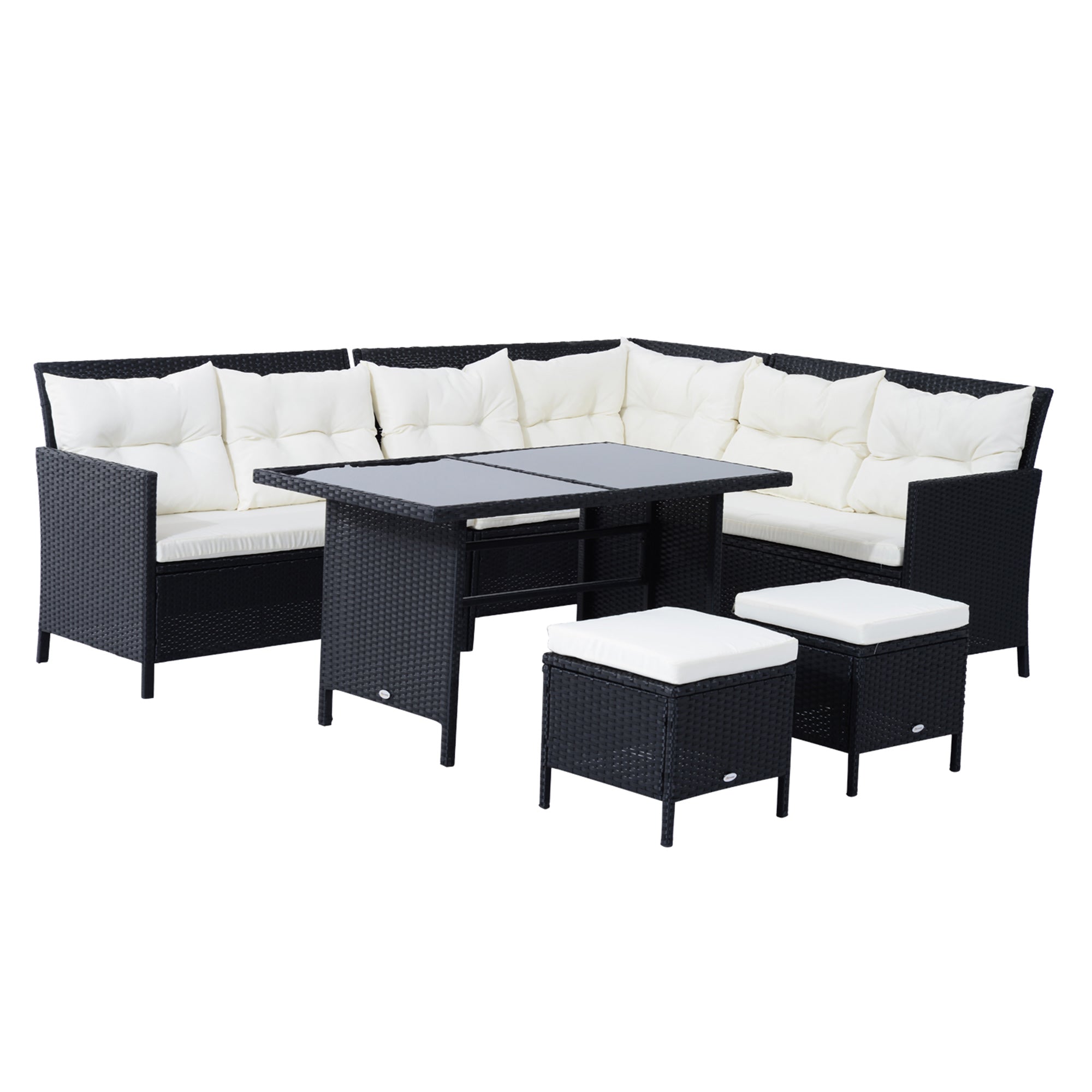 MCL -Seater Garden Rattan Furniture Rattan Corner Dining Sofa Set Wicker Conservatory Furniture Lawn Patio Coffee Table Foot Stool