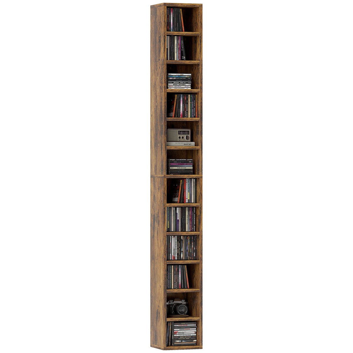 HOMCOM CD Storage Tower Tall Bookcase Bookshelf with Cubes