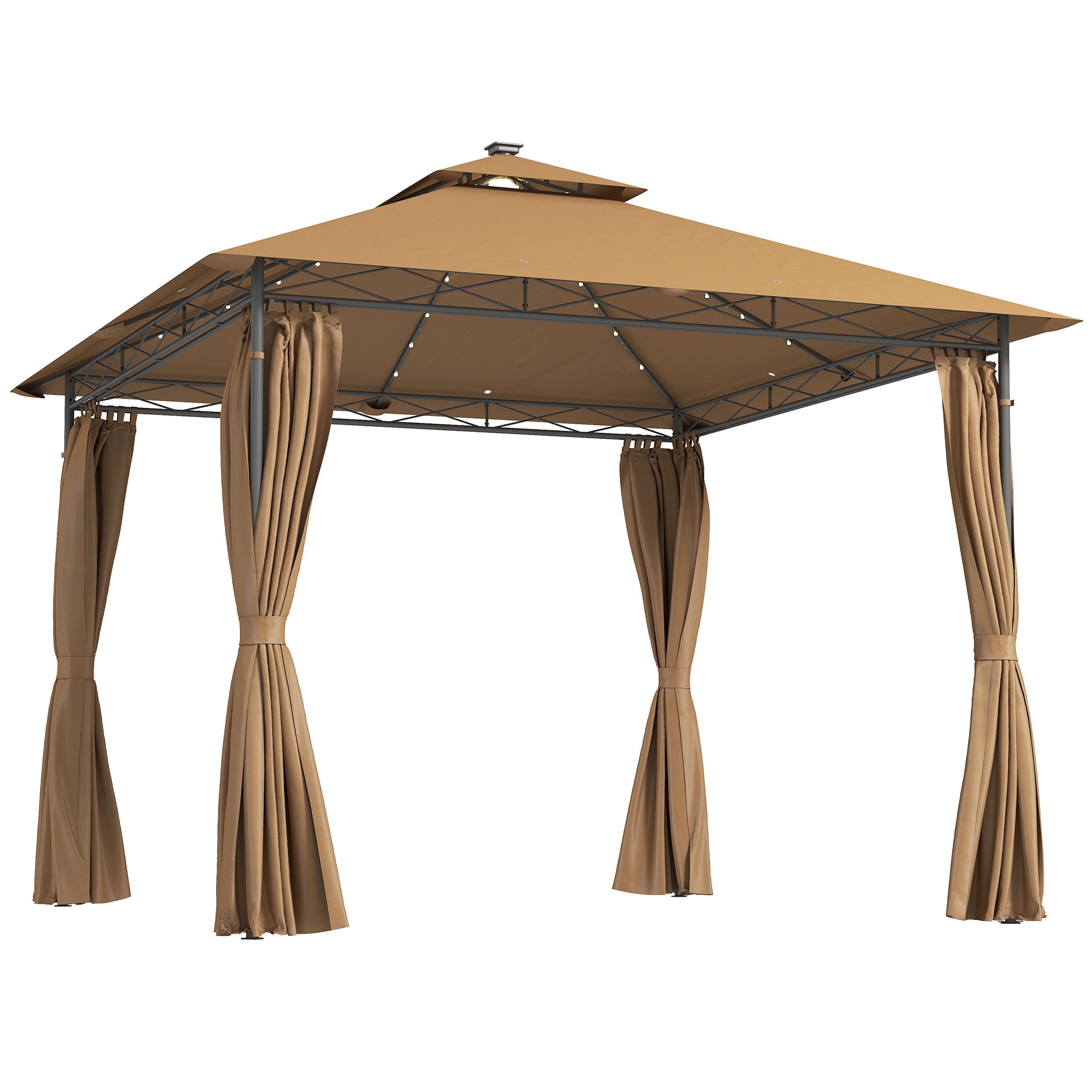Outsunny x m Double Roof Outdoor Gazebo with Curtains