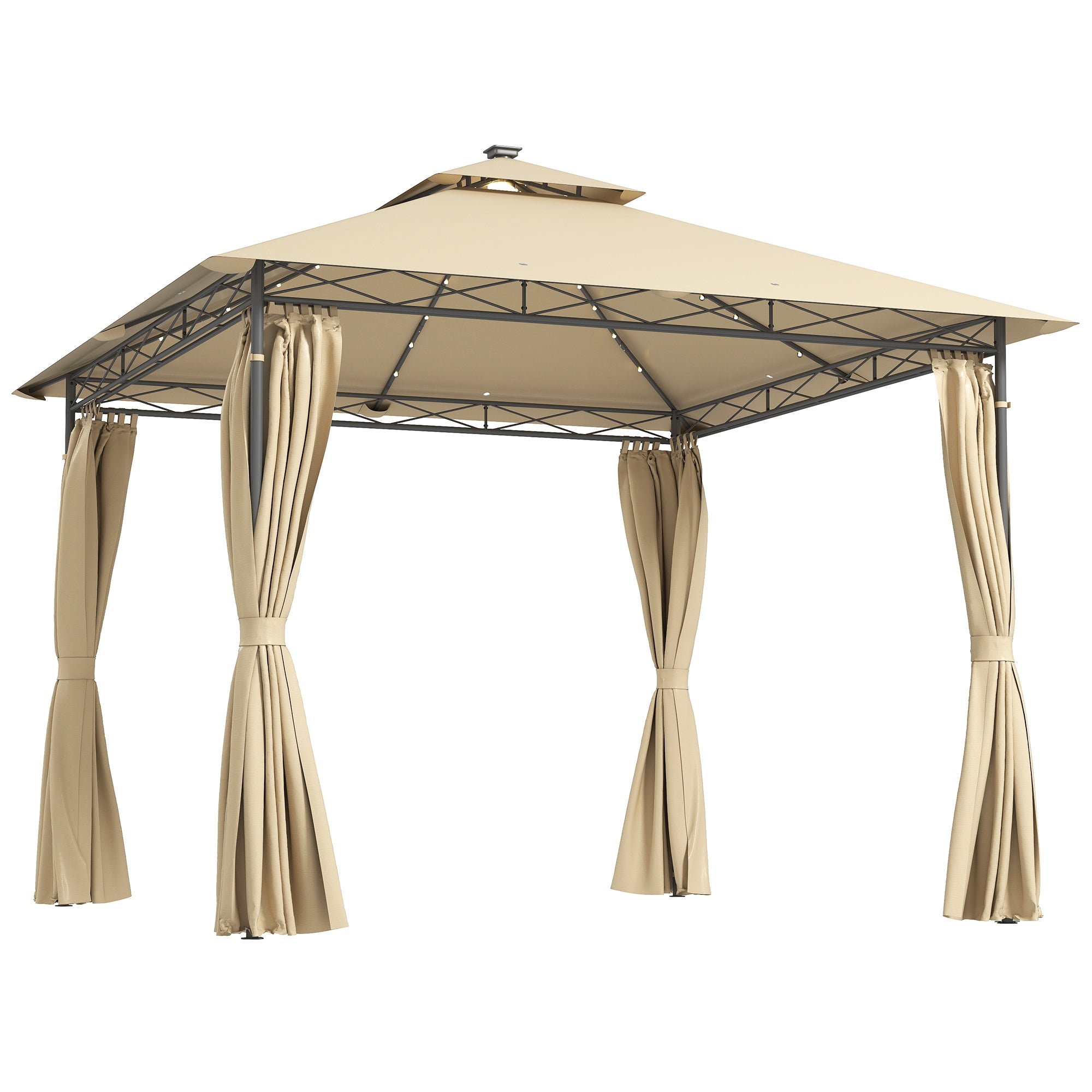 Outsunny x m Double Roof Outdoor Gazebo with Curtains