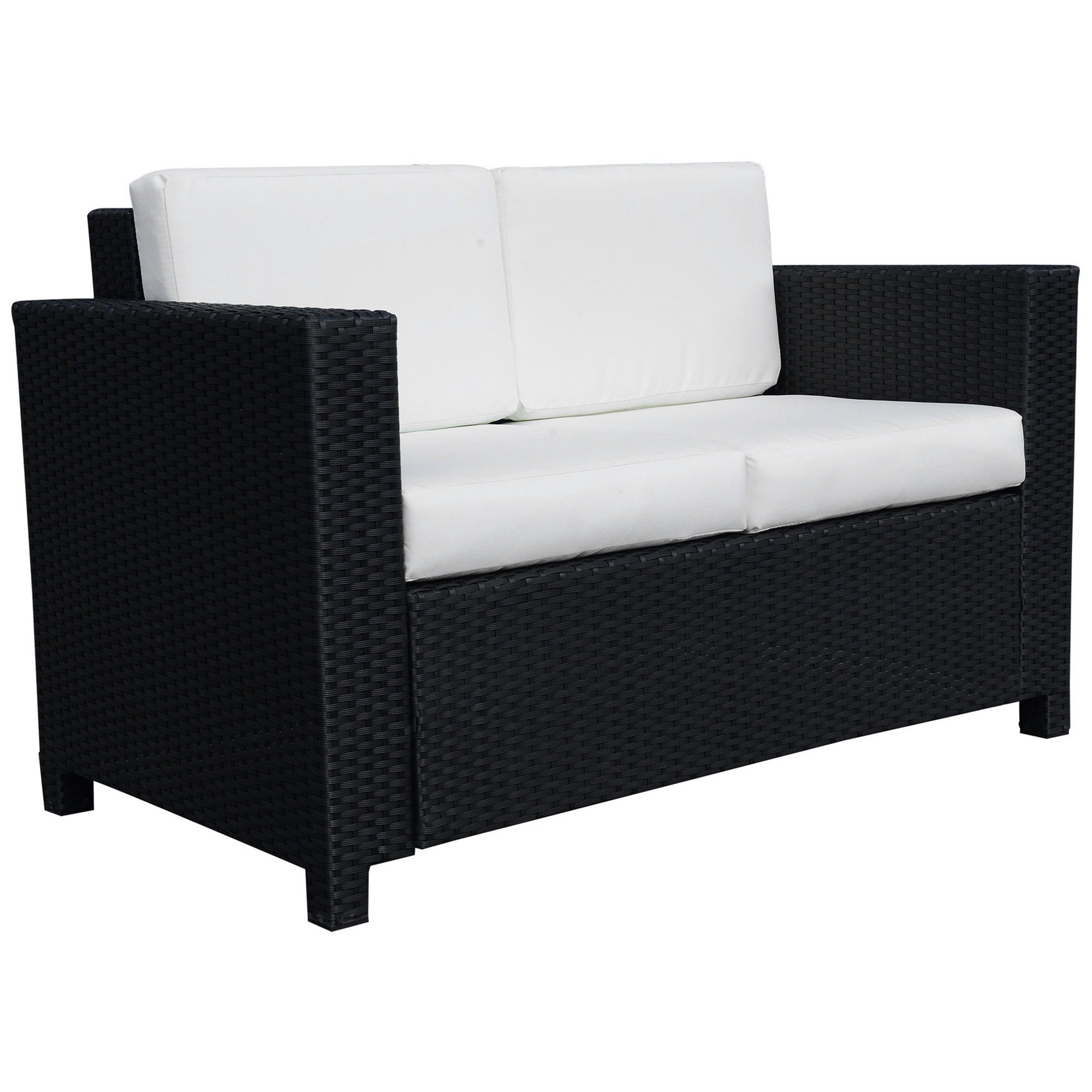 Outsunny Rattan Wicker -seat Sofa Loveseat Padded Garden Furniture