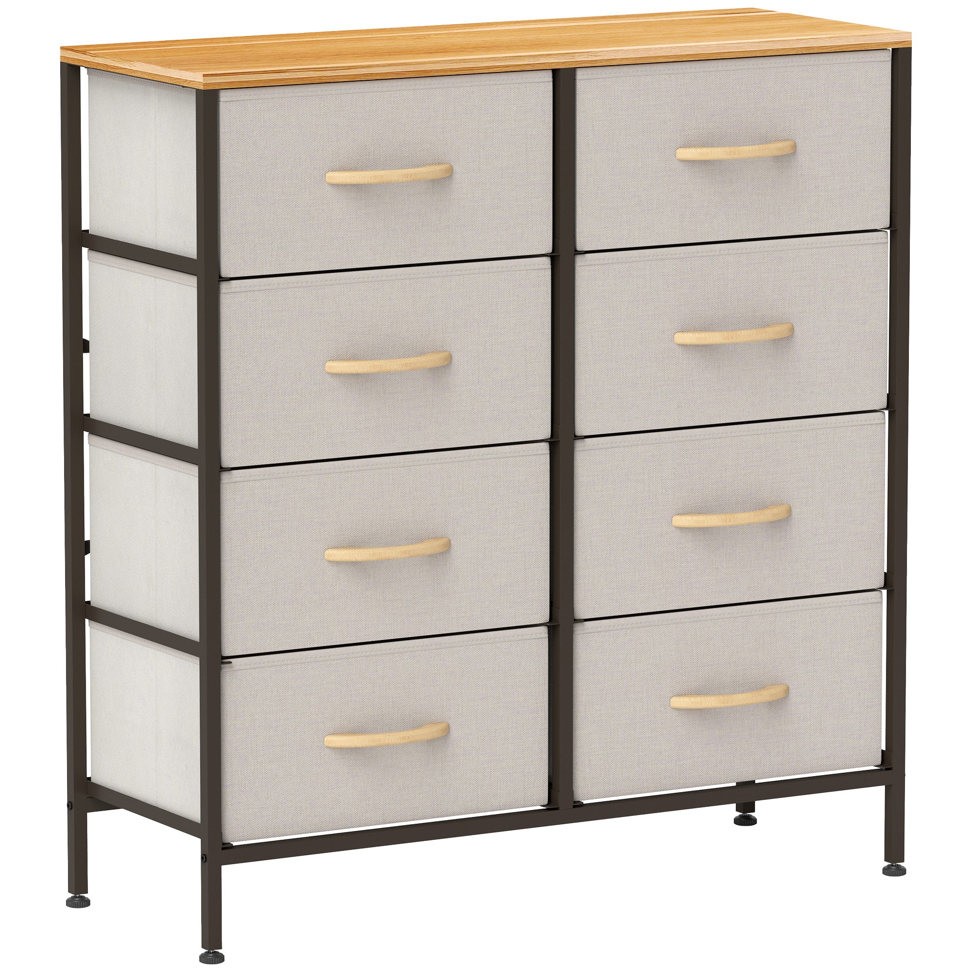 HOMCOM Drawer Fabric Chest of Drawers w Wooden Top for Hallway