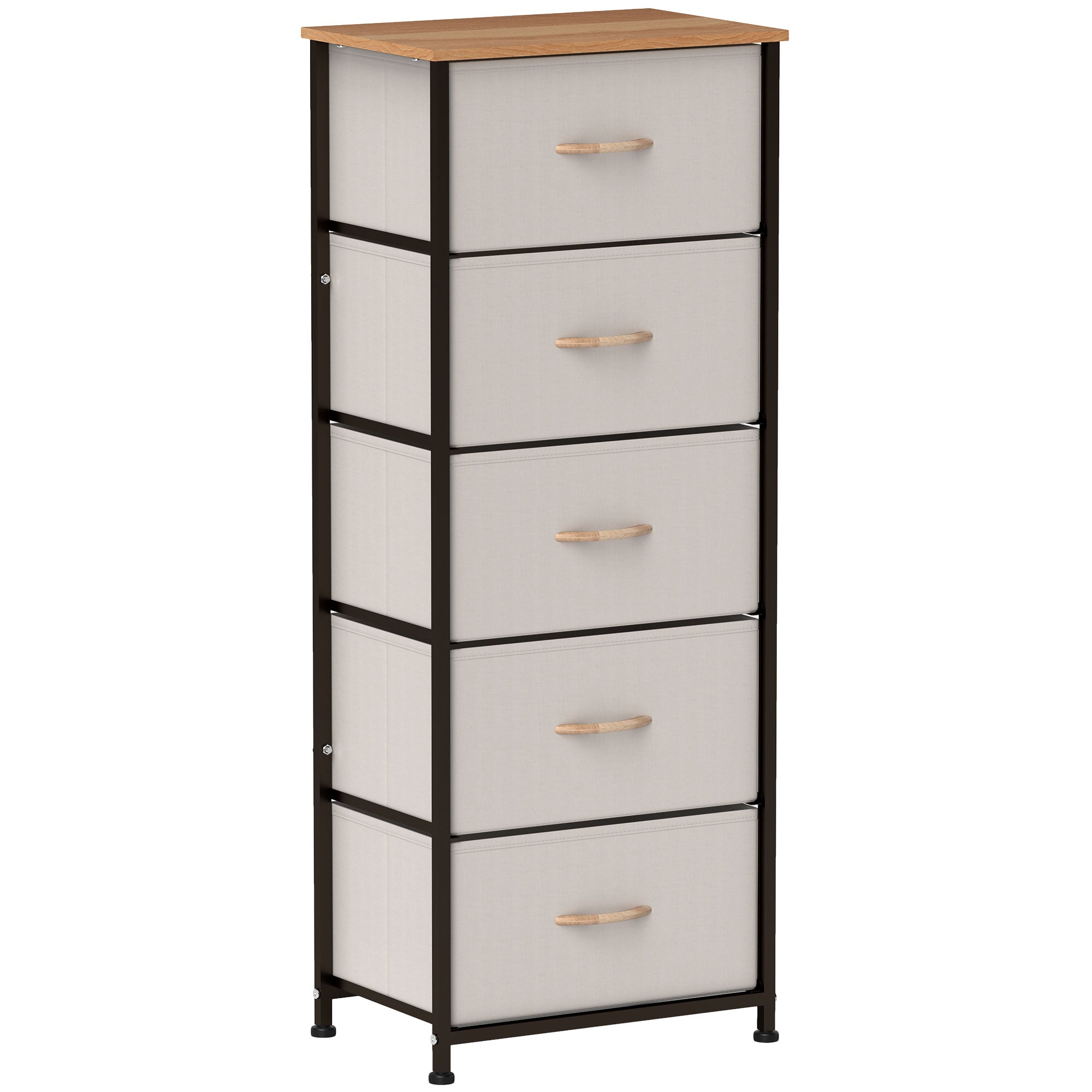 HOMCOM Drawer Fabric Chest of Drawers w Wooden Top for Hallway