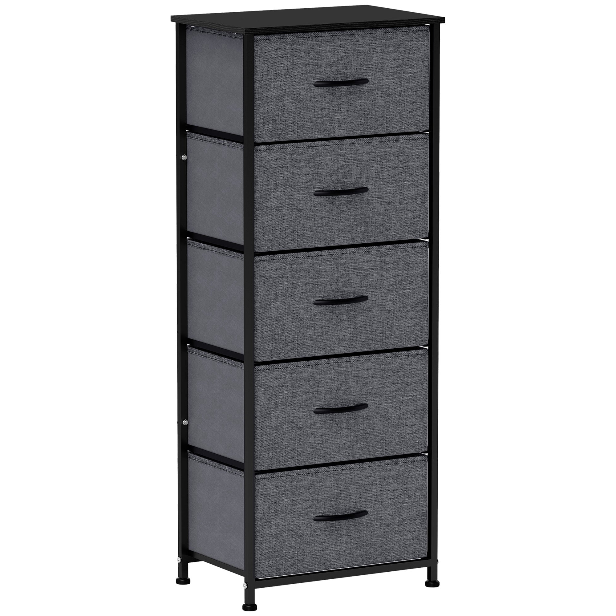 HOMCOM Drawer Fabric Chest of Drawers w Wooden Top for Hallway