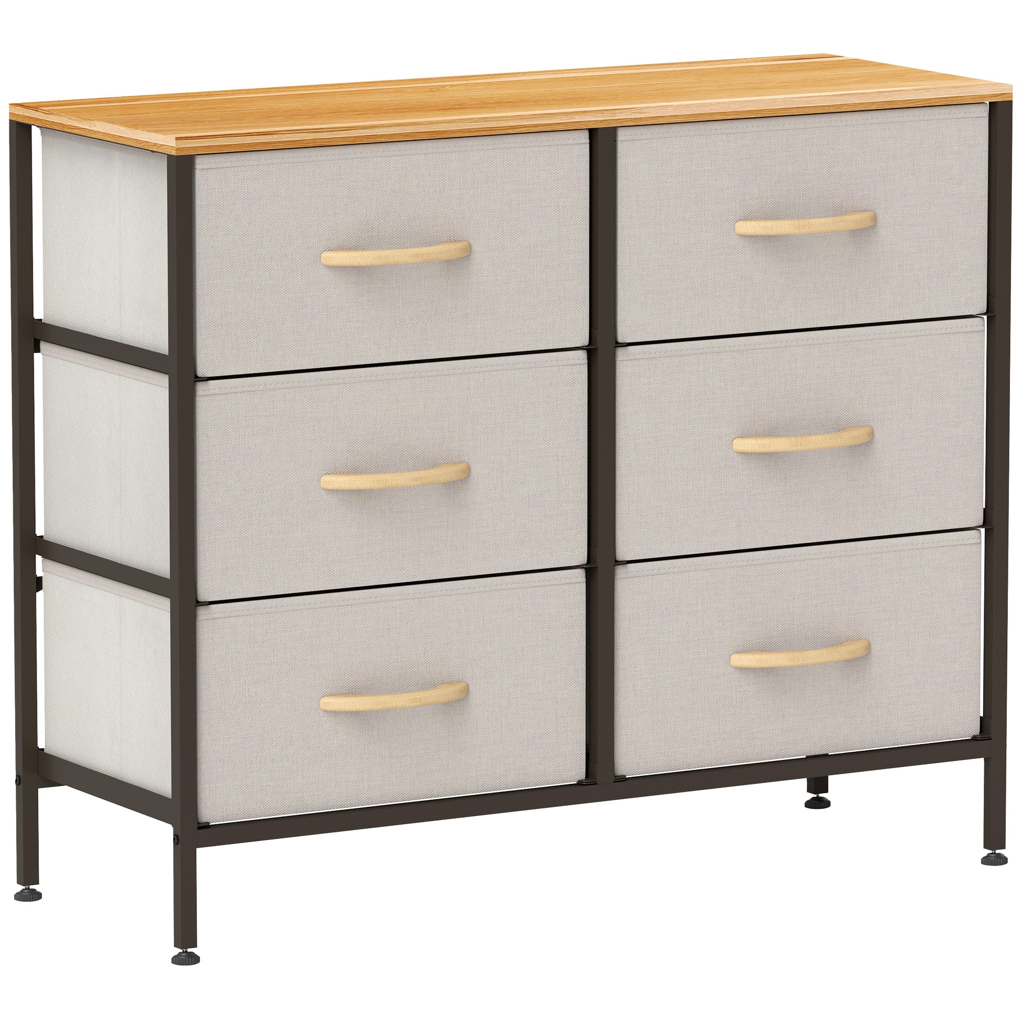 HOMCOM Drawer Fabric Chest of Drawers w Wooden Top for Hallway