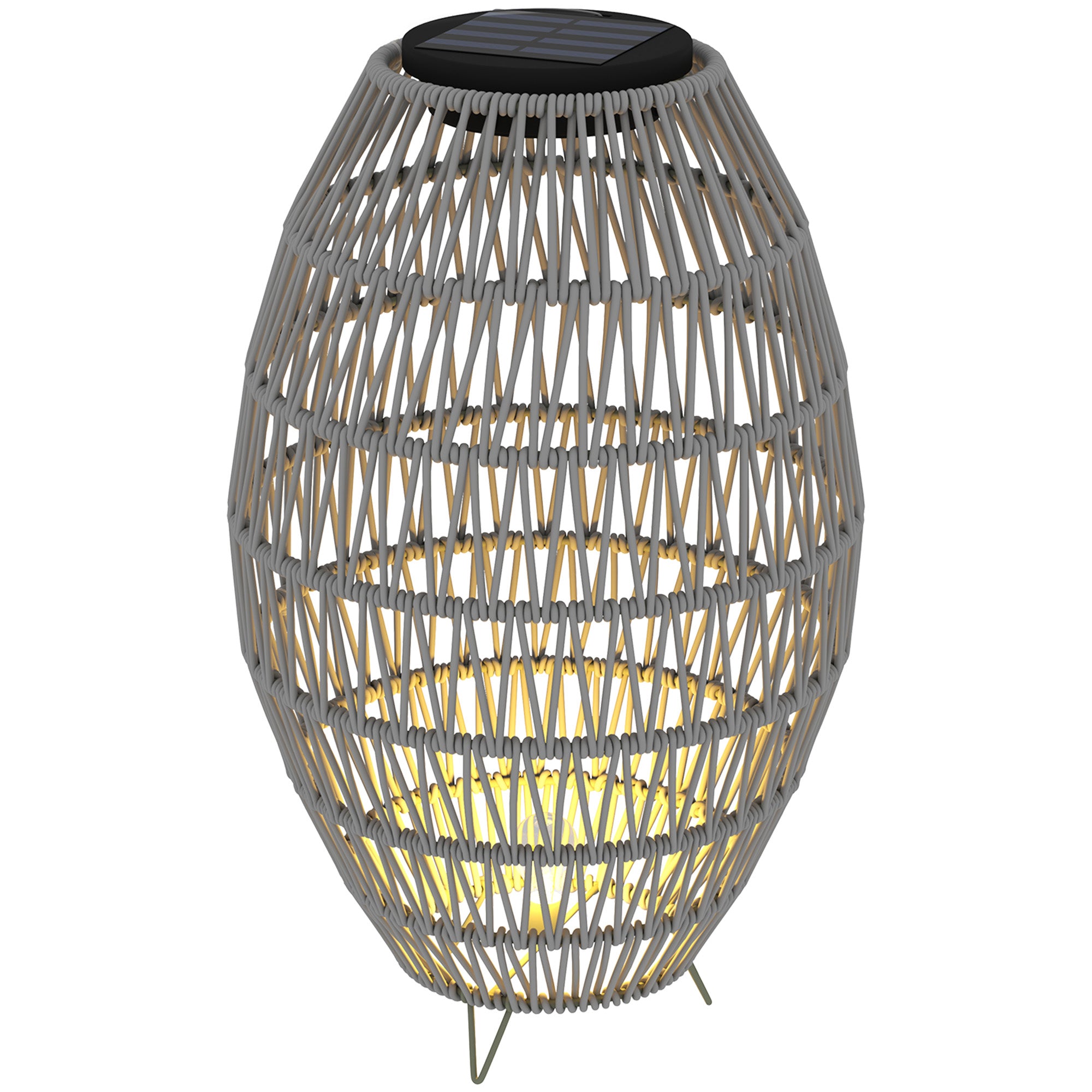 Outsunny Rattan Solar Lamp, Auto OnOff Garden Lantern