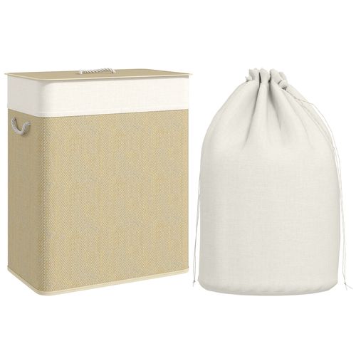 HOMCOM L Laundry Basket with Lid, Washing Basket for Bathroom