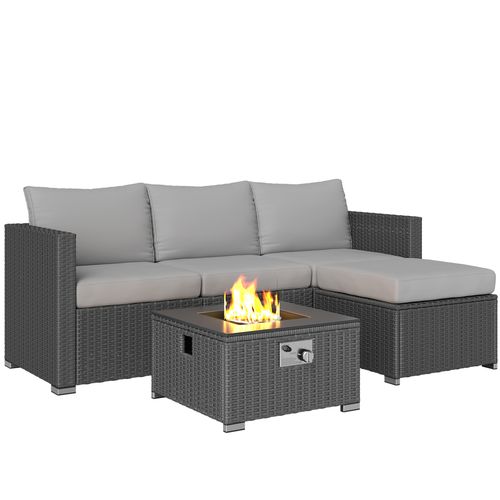 Outsunny Seater Rattan Sofa Set with Footstool Thick Cushions