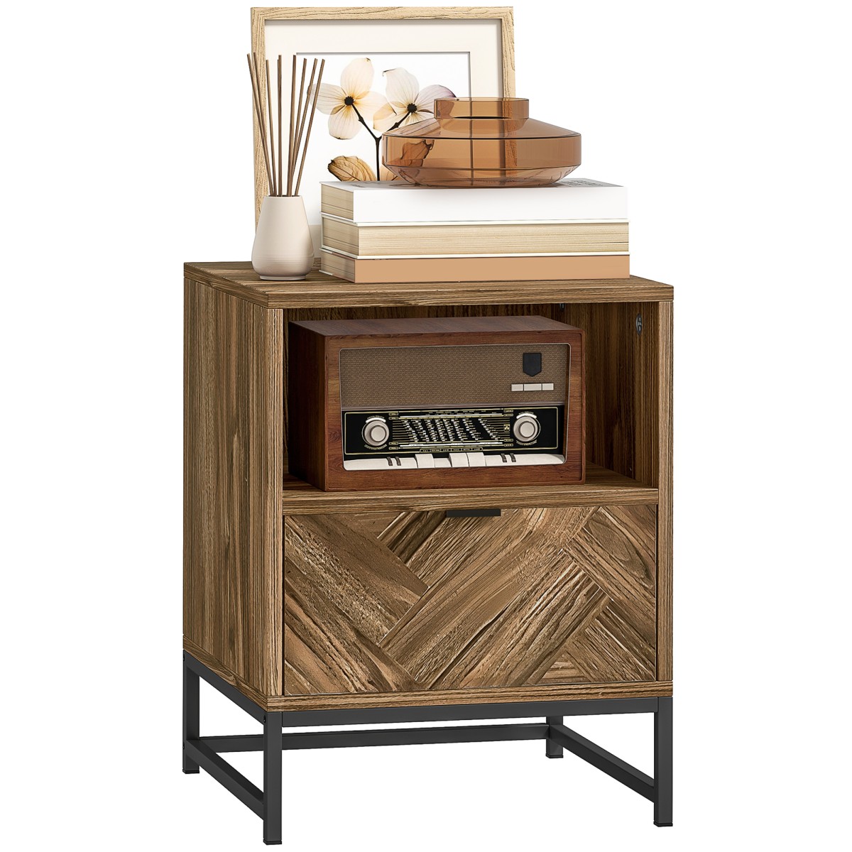 HOMCOM Bedside Table, Sofa Side Table with Drawer for Bedroom