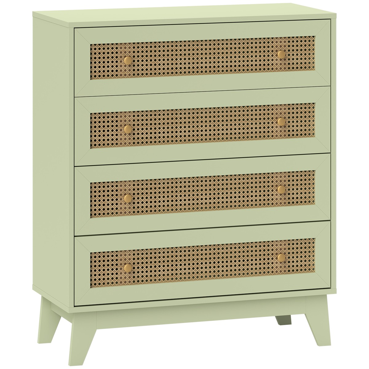 HOMCOM Chest of Drawers, Drawer Unit Storage Organiser with Rattan Element