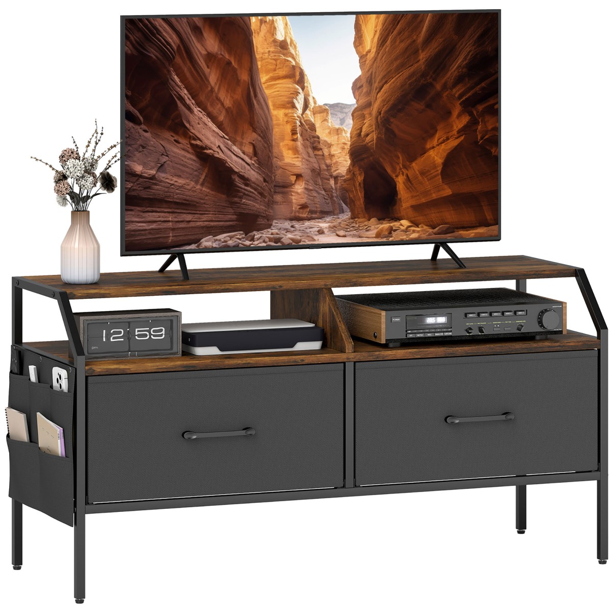 HOMCOM TV Stand Cabinet with Foldable Drawers