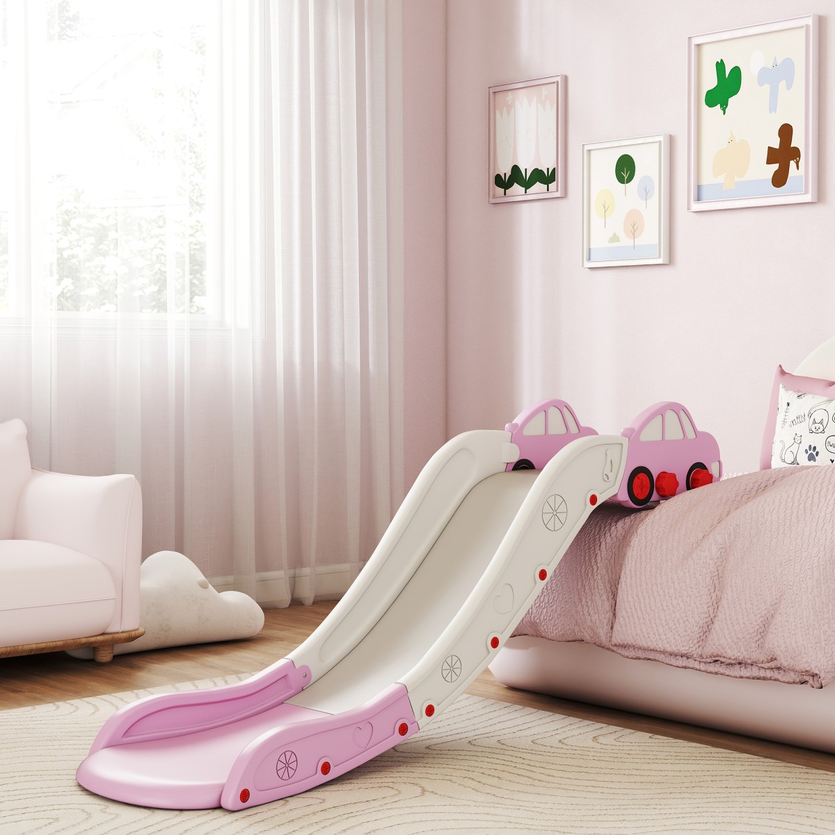 AIYAPLAY Kids Slide for Bed, Sofa, Easy to Assemble, Grey