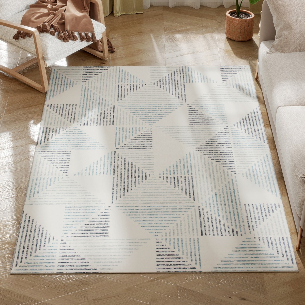 HOMCOM Non-Slip Large Rug for Living Room - Mixed-grey L x W x .T
