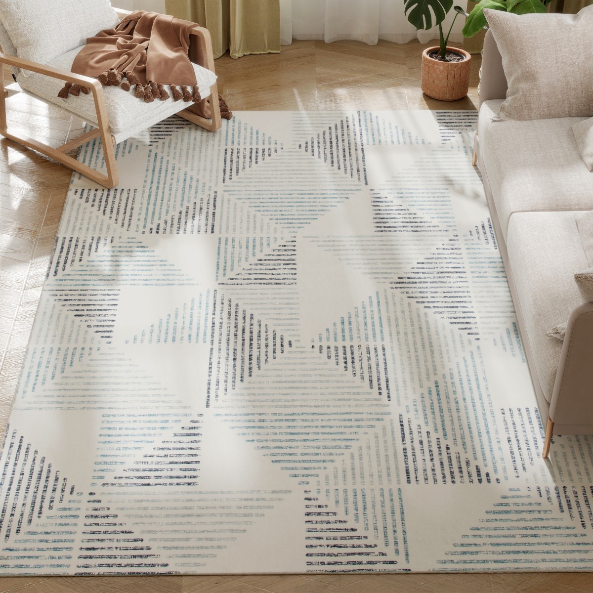 HOMCOM Non-Slip Large Rug for Living Room - Mixed-grey W x D x .H