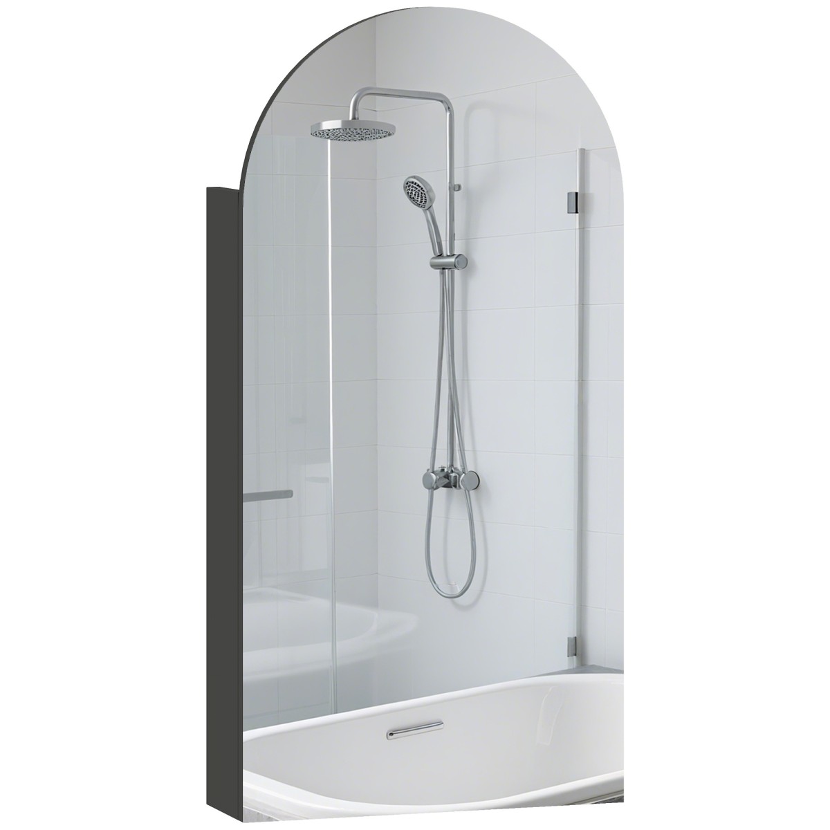 HOMCOM Bathroom Mirror Cabinet with Adjustable Glass Shelves - black